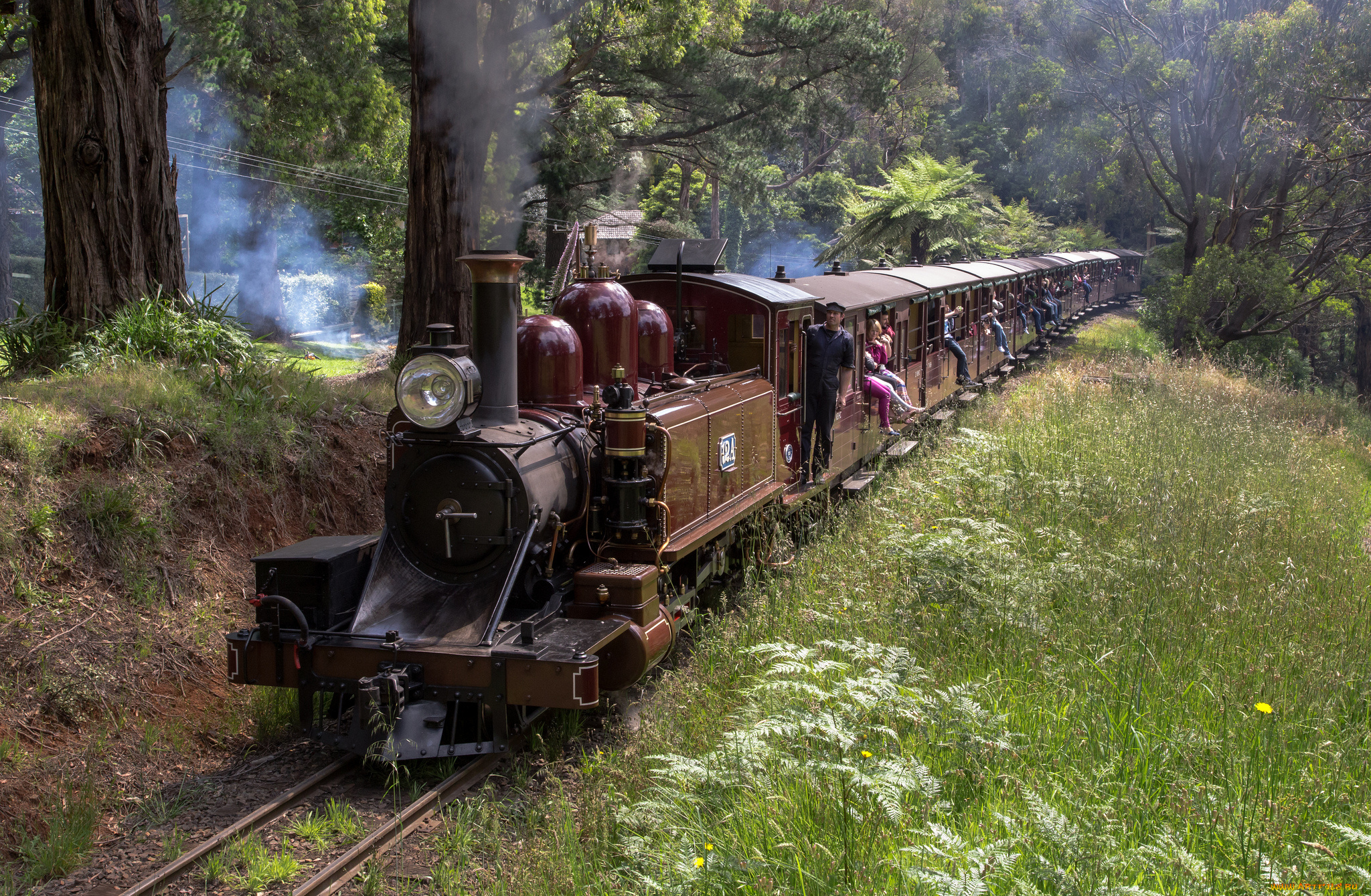 техника, паровозы, железная, дорога, рельсы, паровоз, вагоны