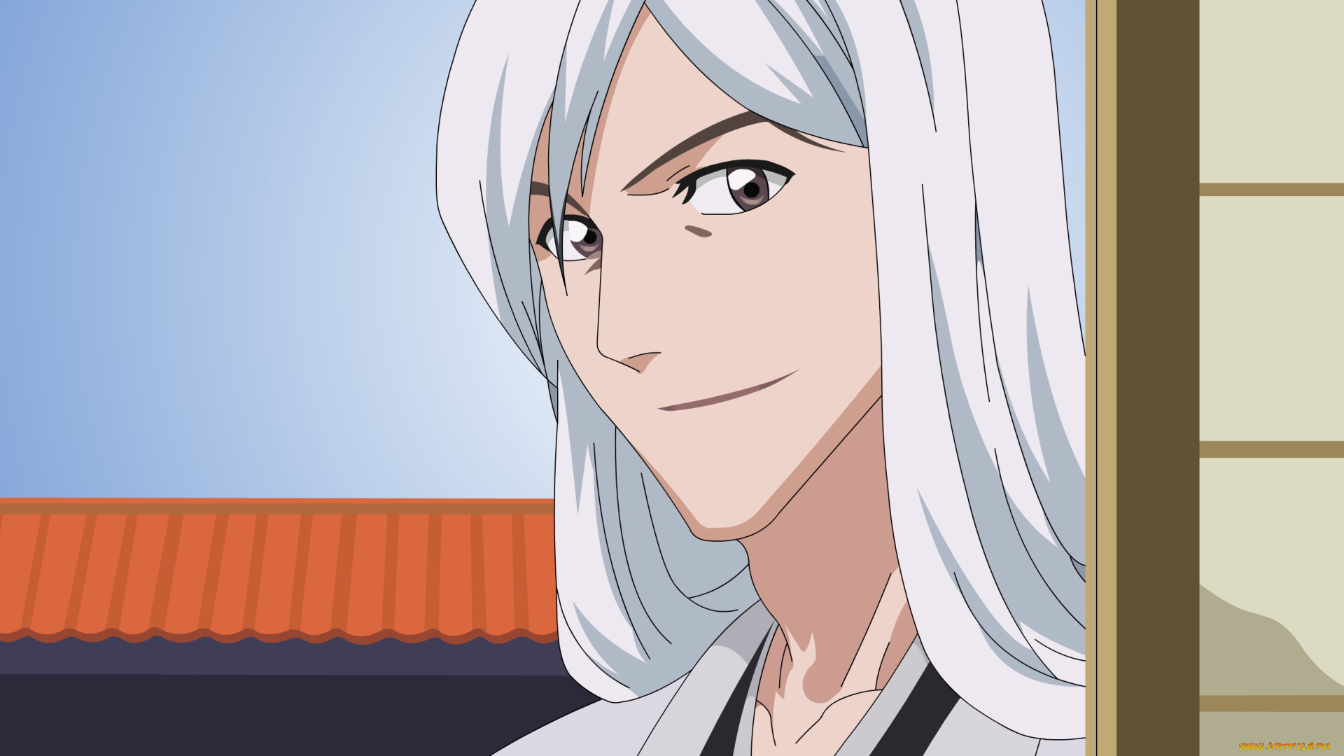 аниме, bleach, парень, взгляд, фон, ukitake, jyuushirou