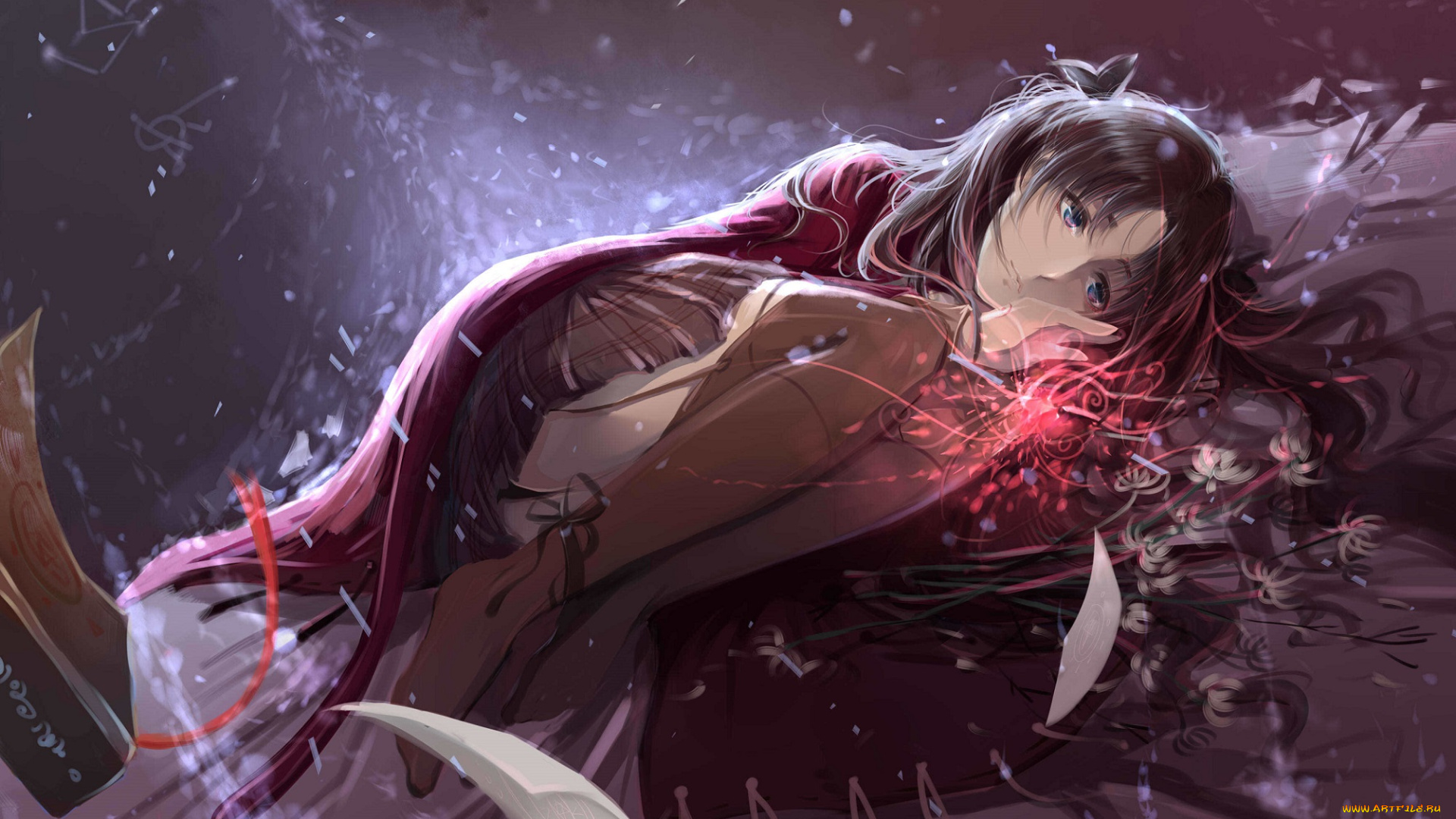 аниме, fate, stay, night, магия, девушка, toosaka, rin, stay, night, cr, арт