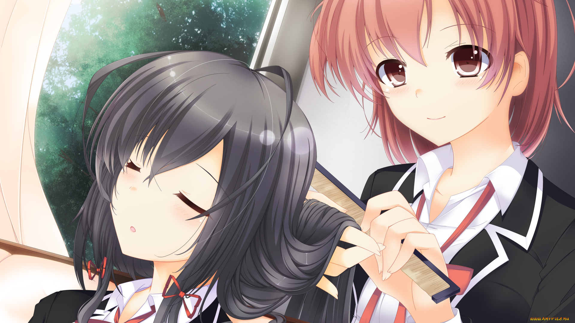 аниме, oreimo, yukinoshita, yukino, yuigahama, yui, kuruhoro, девушки, арт