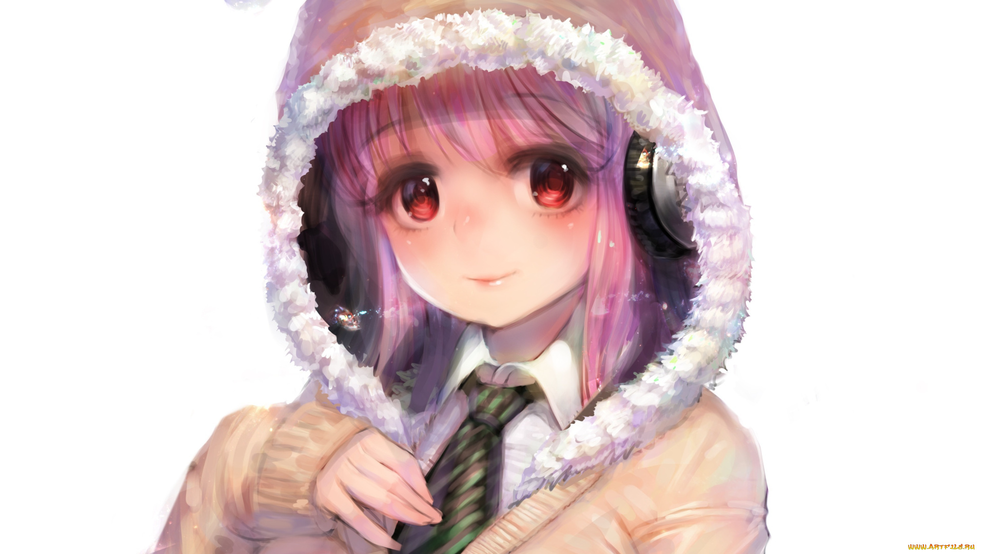 аниме, super, sonico, super, sonico, nitroplus, наушники, ушки, zonekiller10, капюшон, арт, девушка, улыбка