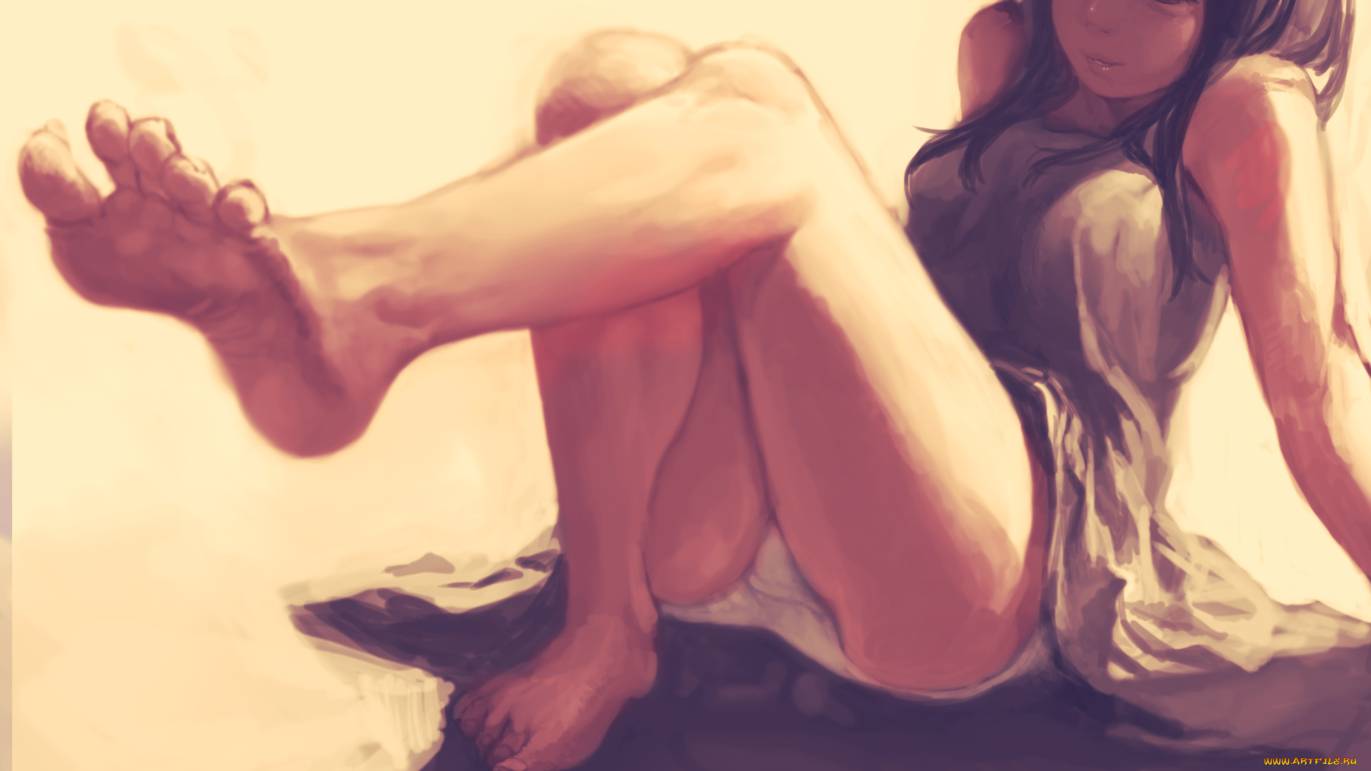 аниме, unknown, , другое, hantuki0529, арт, девушка, ноги