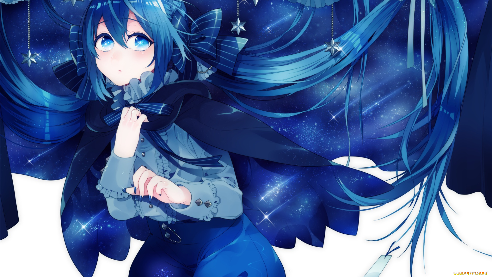 аниме, unknown, , другое, hazuki, mizuho, синие, волосы, арт, девушка