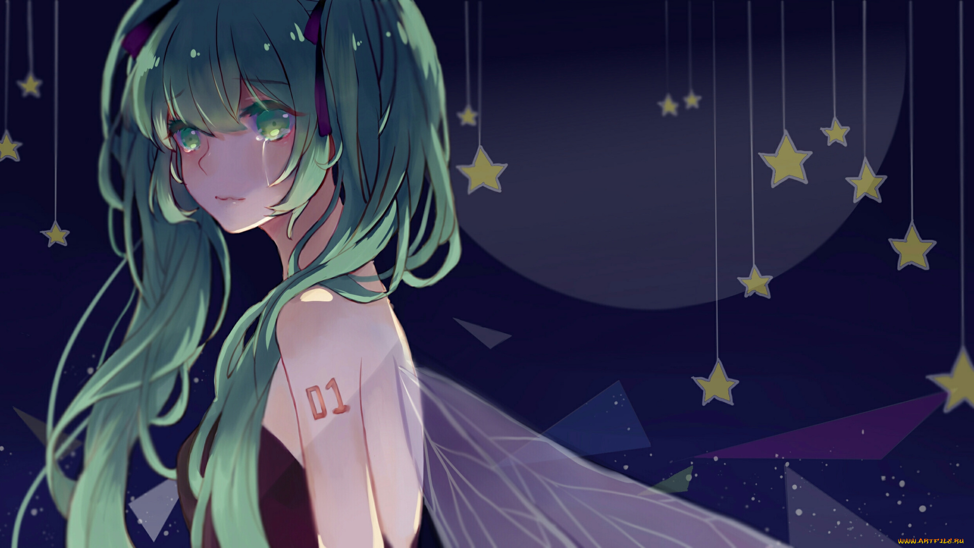 аниме, vocaloid, hatsune, miku, взгляд, девушка, арт, ffan