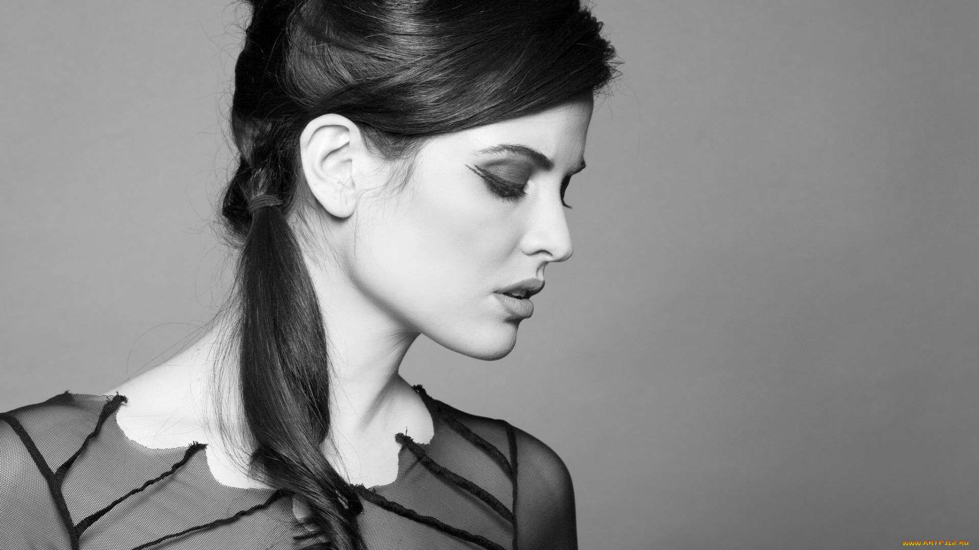 девушки, -unsort, , Черно-белые, обои, брюнетка, макияж, черно-белое