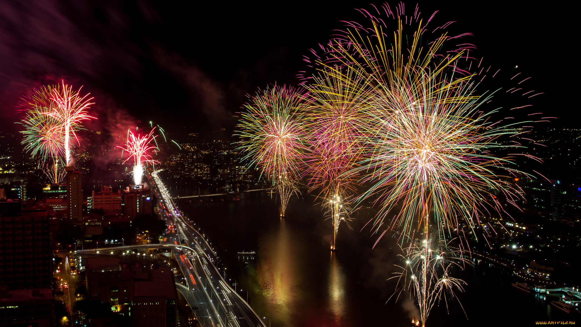 разное, салюты, , фейерверки, ночь, фейерверк