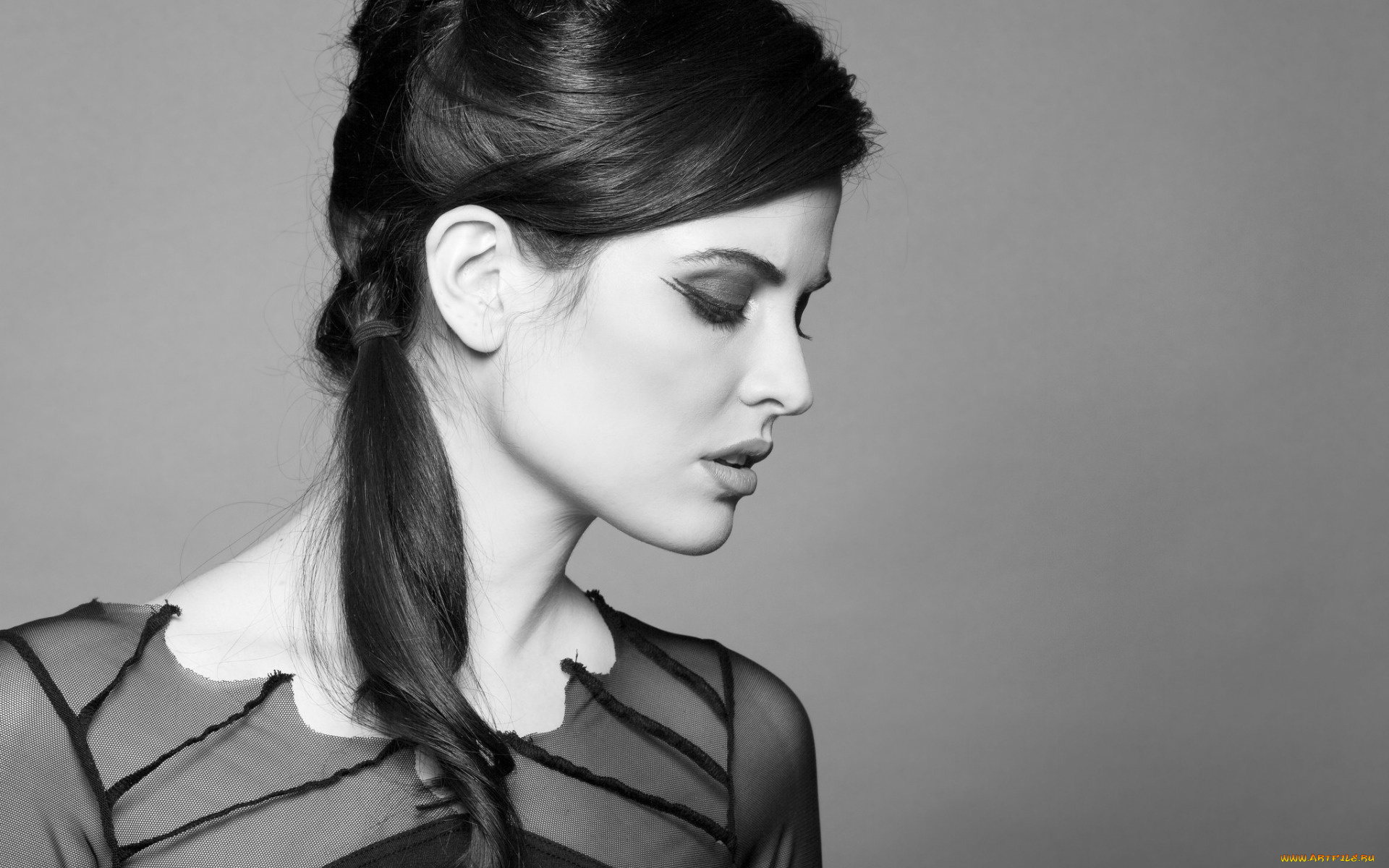 девушки, -unsort, , Черно-белые, обои, брюнетка, макияж, черно-белое