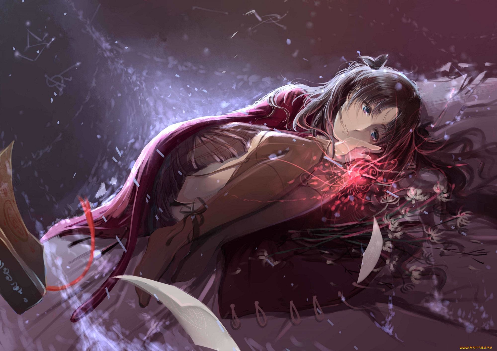 аниме, fate, stay, night, магия, девушка, toosaka, rin, stay, night, cr, арт