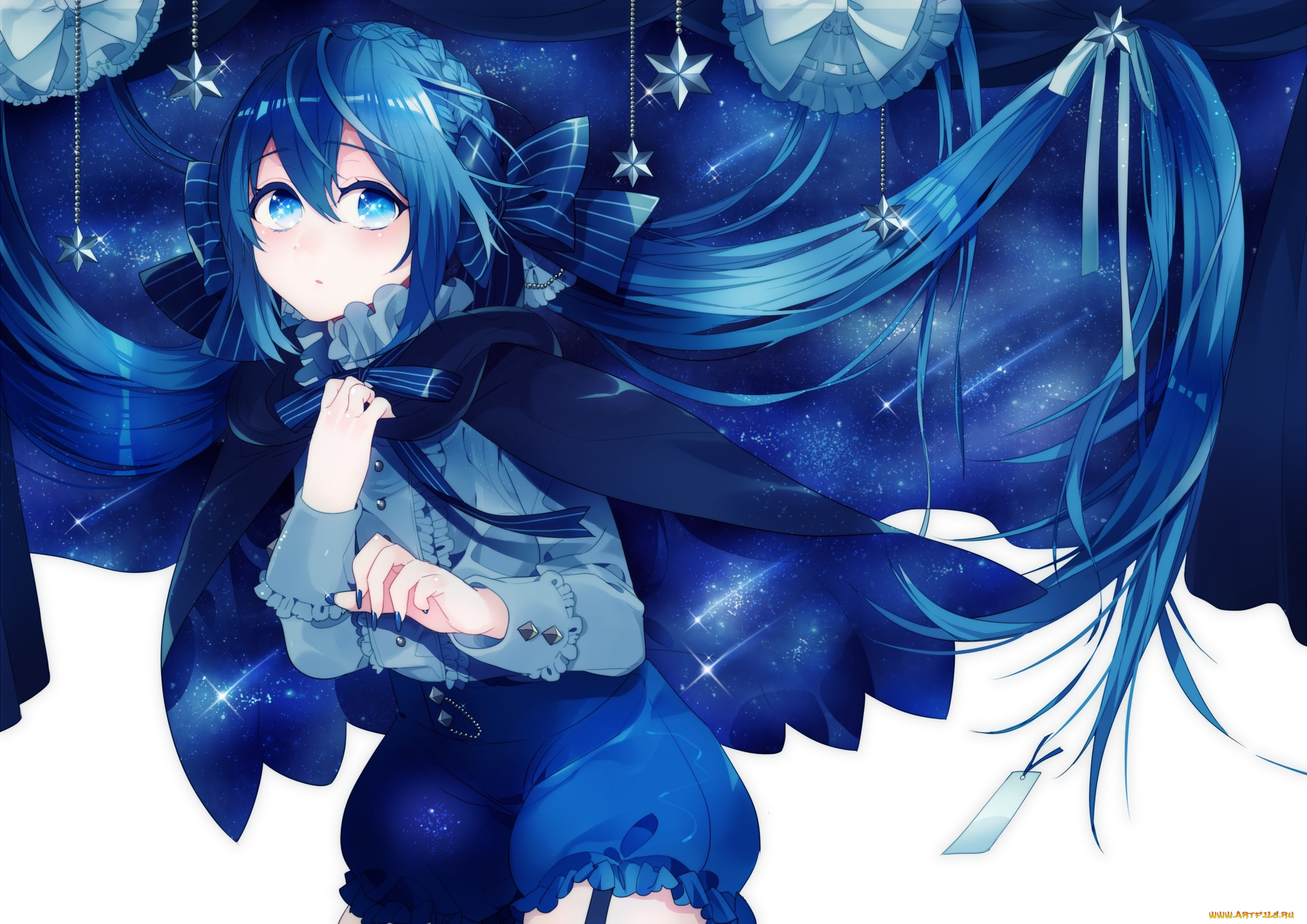 аниме, unknown, , другое, hazuki, mizuho, синие, волосы, арт, девушка