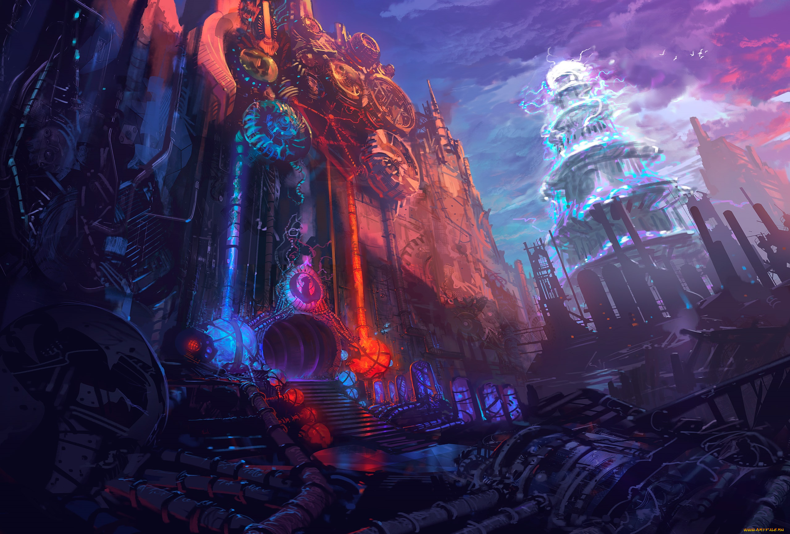 фэнтези, роботы, , киборги, , механизмы, тунель, завод