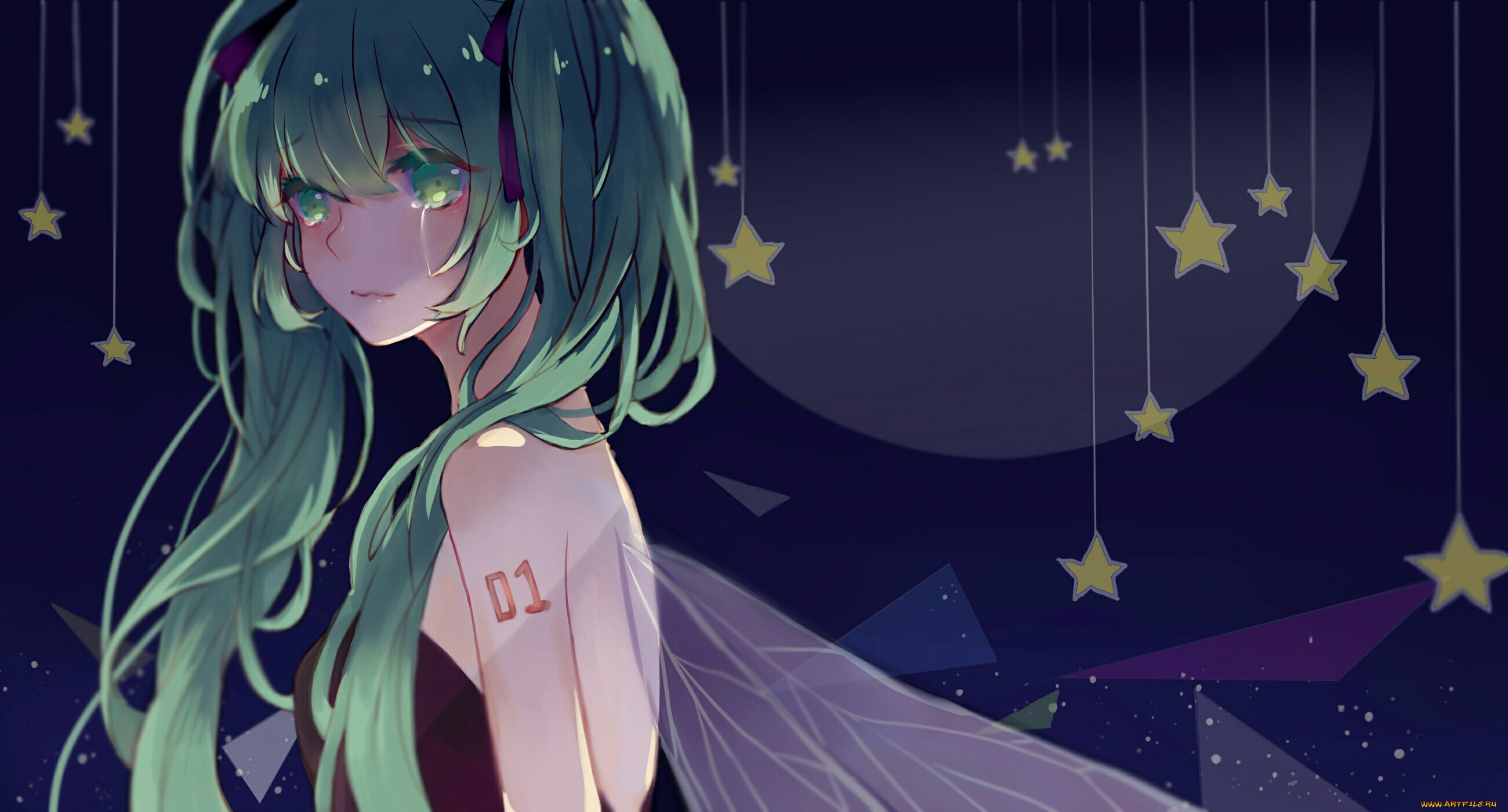 аниме, vocaloid, hatsune, miku, взгляд, девушка, арт, ffan