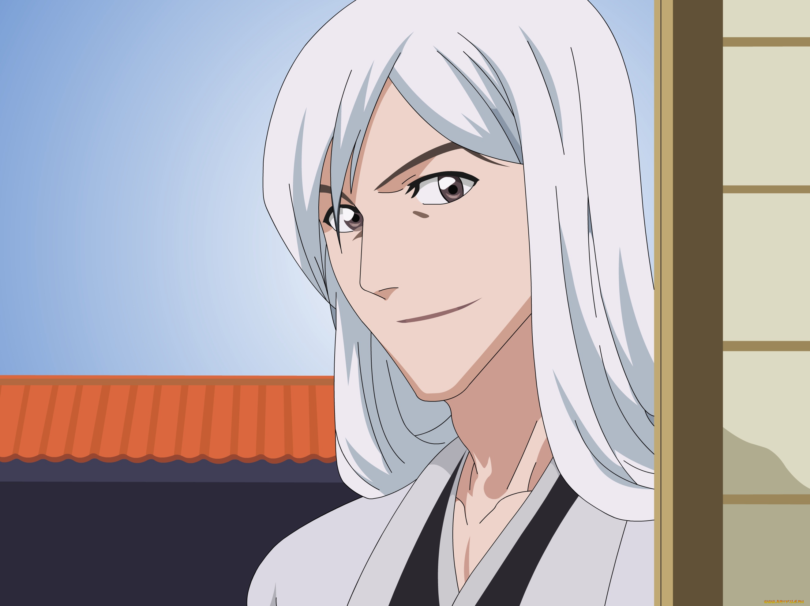 аниме, bleach, парень, взгляд, фон, ukitake, jyuushirou