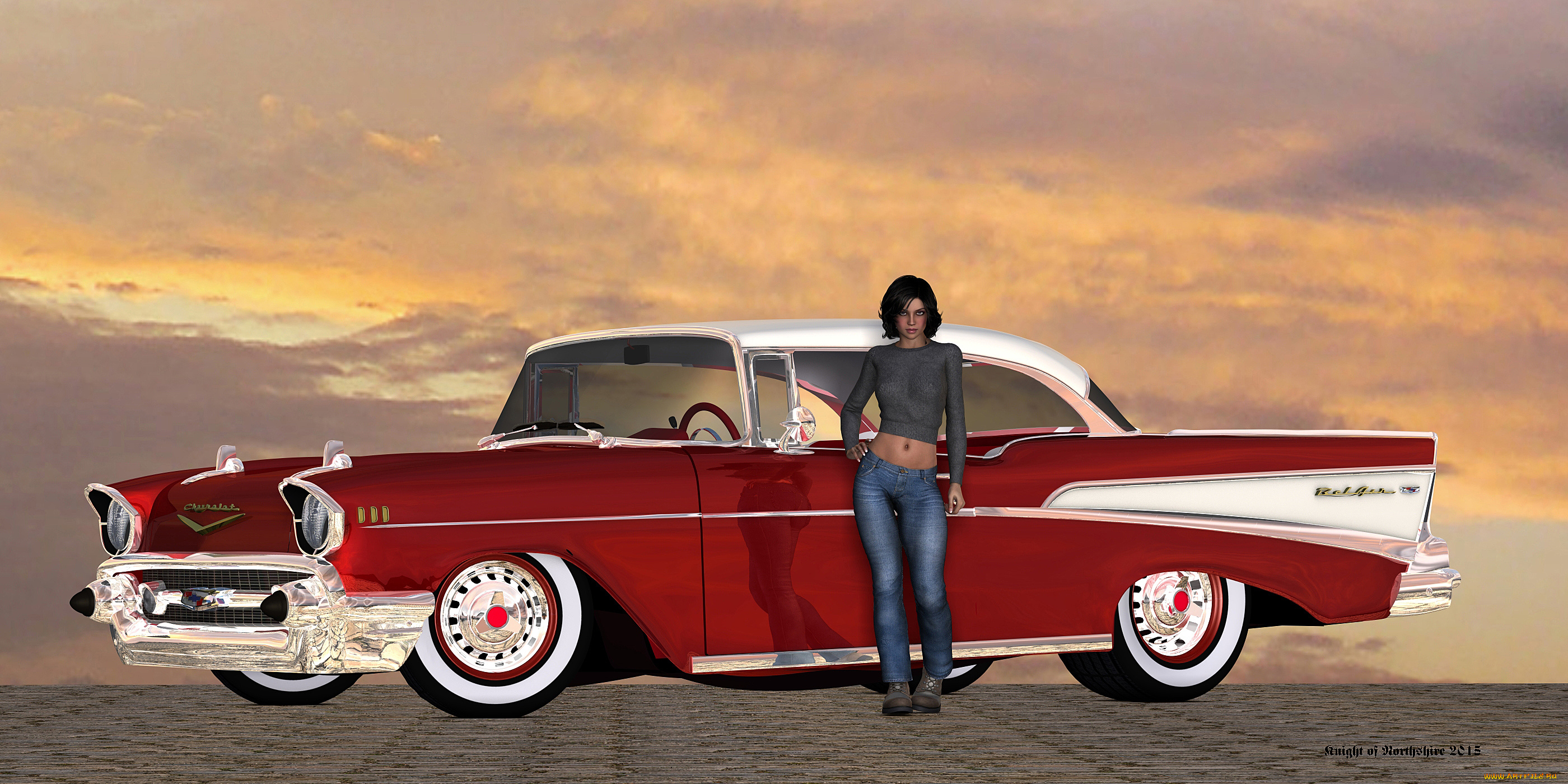 автомобили, 3d, car&girl, девушка, взгляд, фон, автомобиль