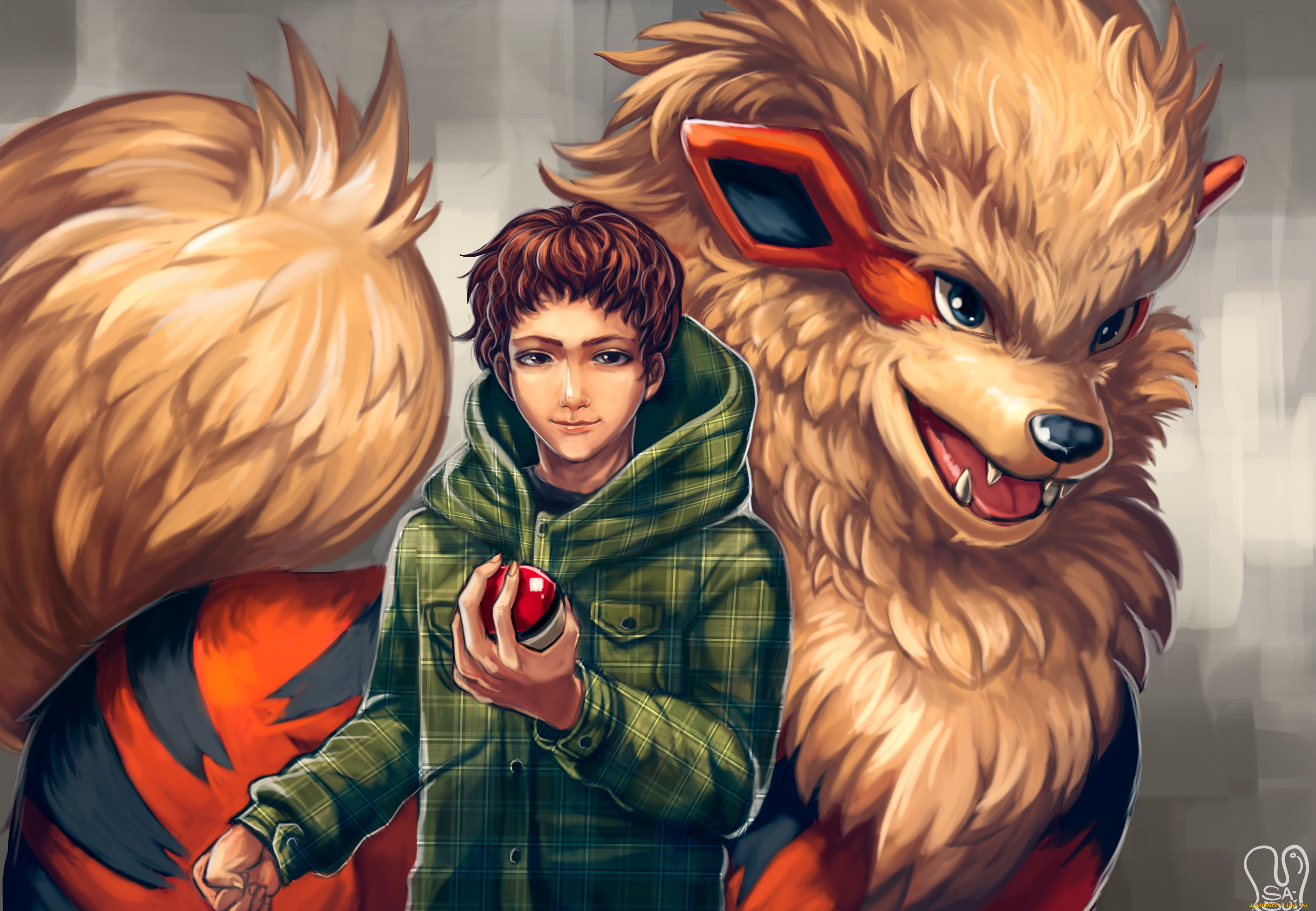 аниме, pokemon, парень, арт, покемон, покебол