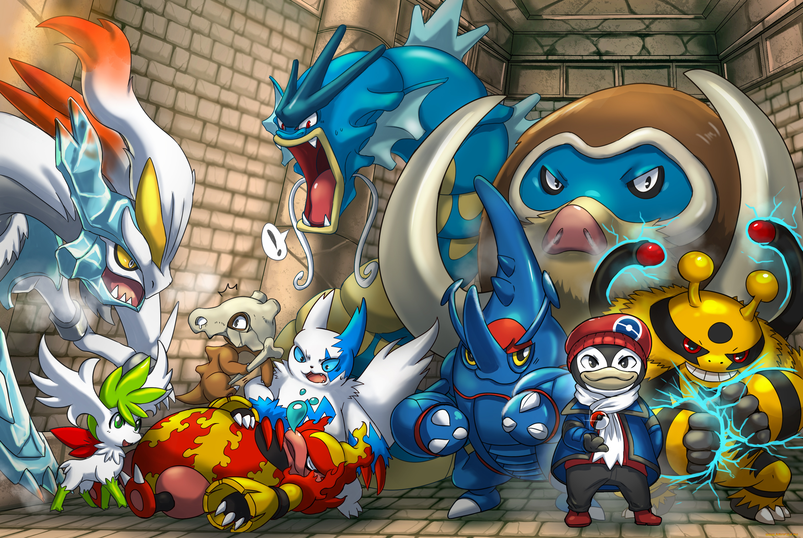 аниме, pokemon, группа, покемоны, арт