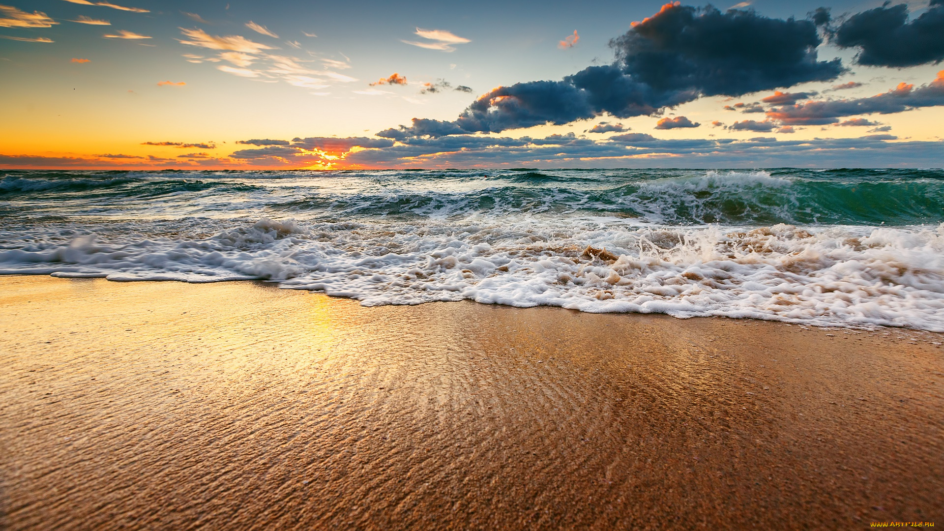 природа, побережье, море, волны, берег, брызги, облака