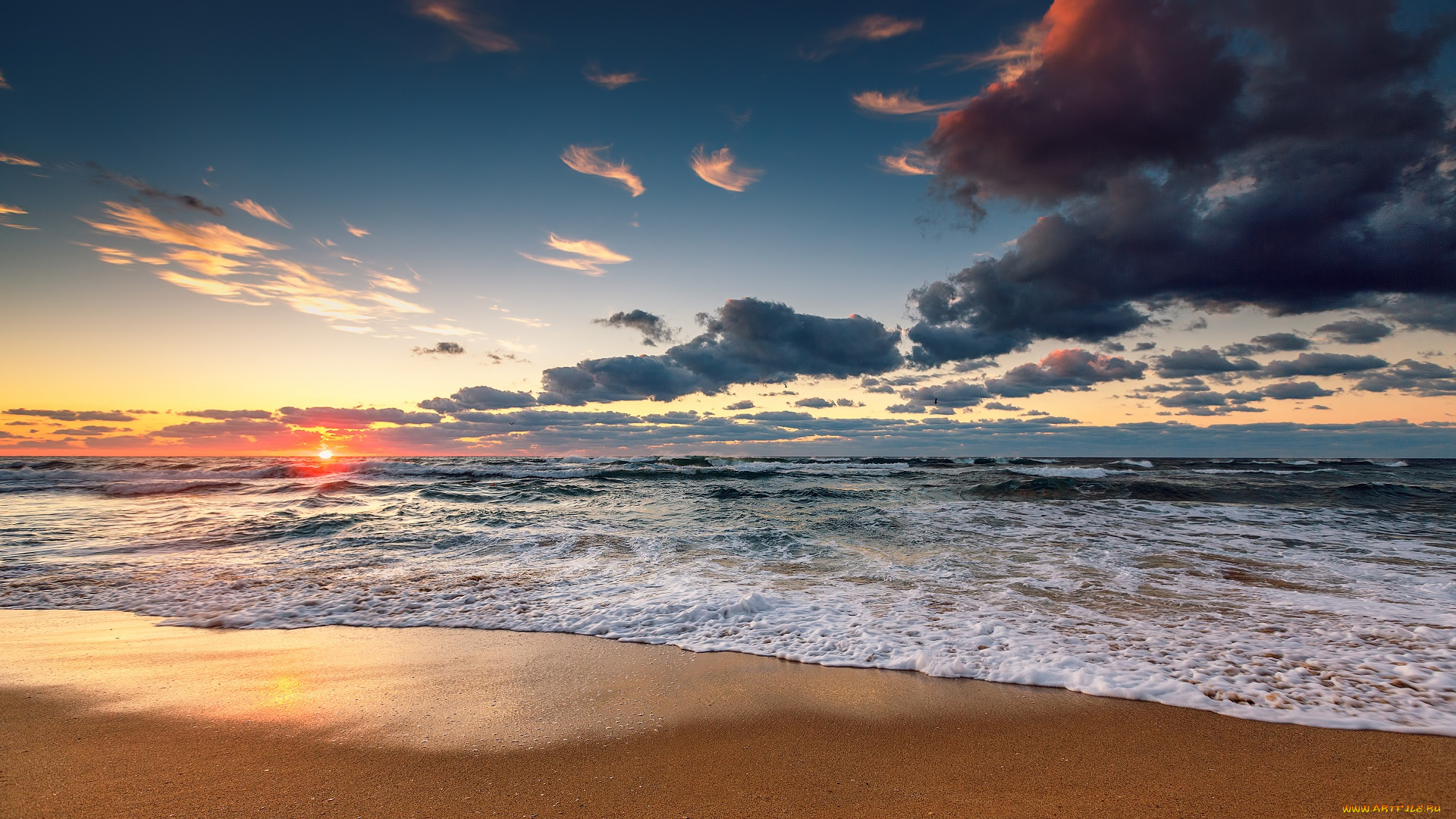 природа, побережье, море, волны, берег, брызги, облака