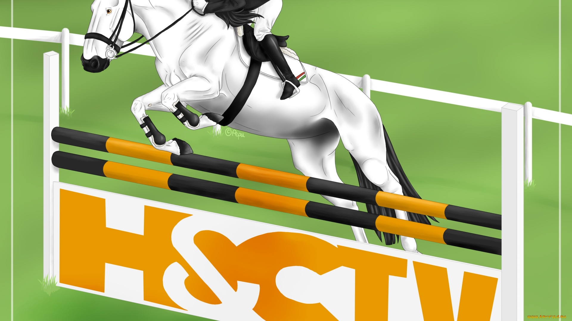 рисованное, животные, , лошади, фон, лошадь, всадник