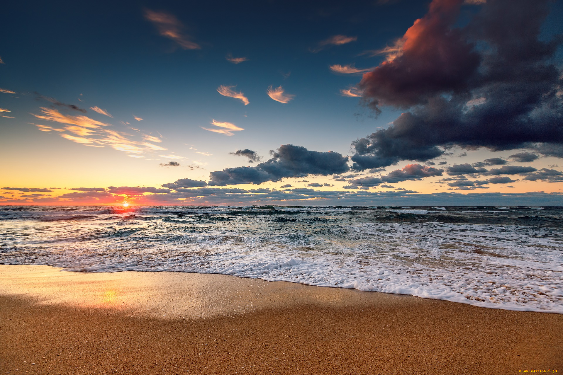 природа, побережье, море, волны, берег, брызги, облака