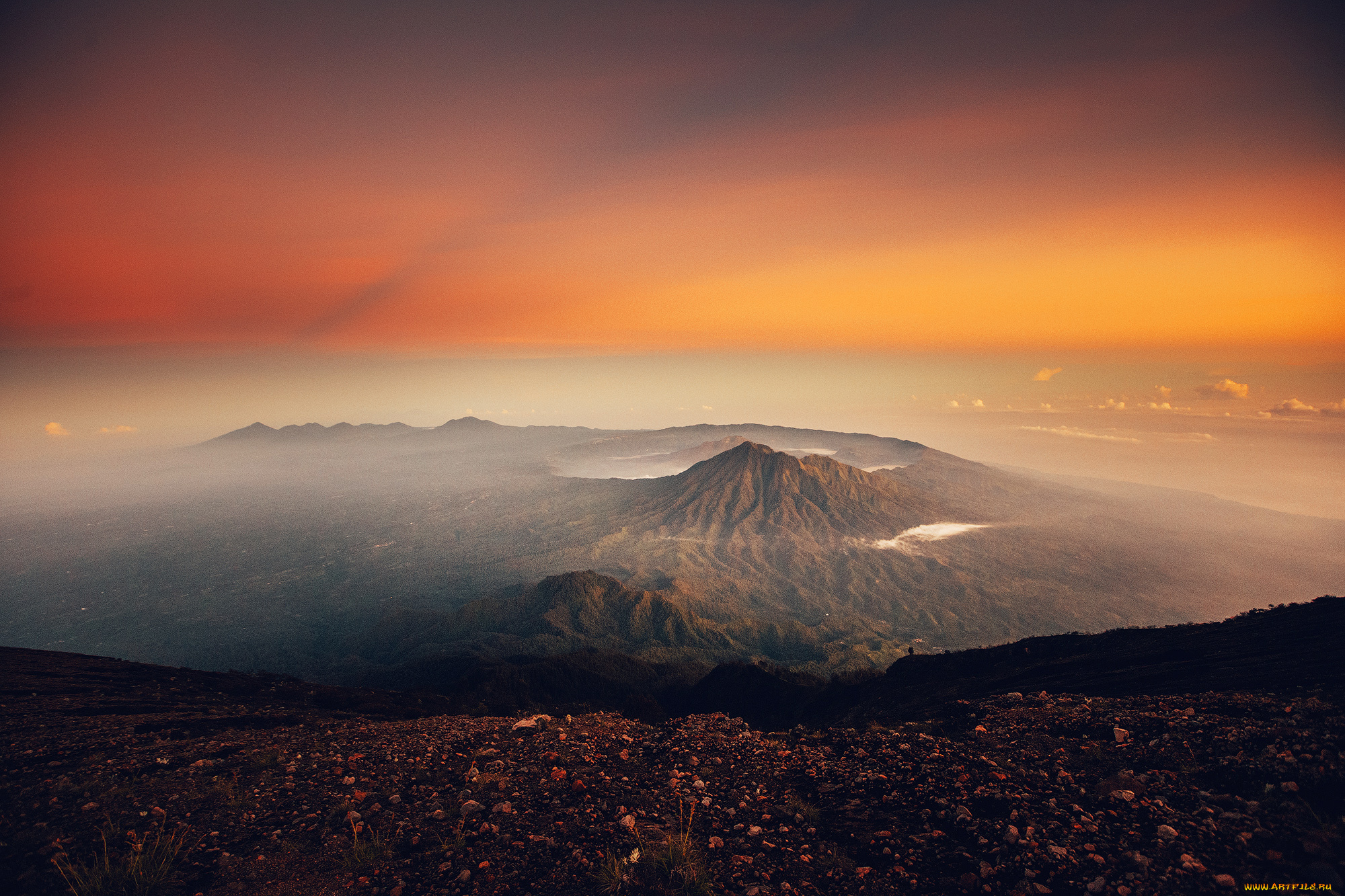 природа, пейзажи, облака, горы, закат