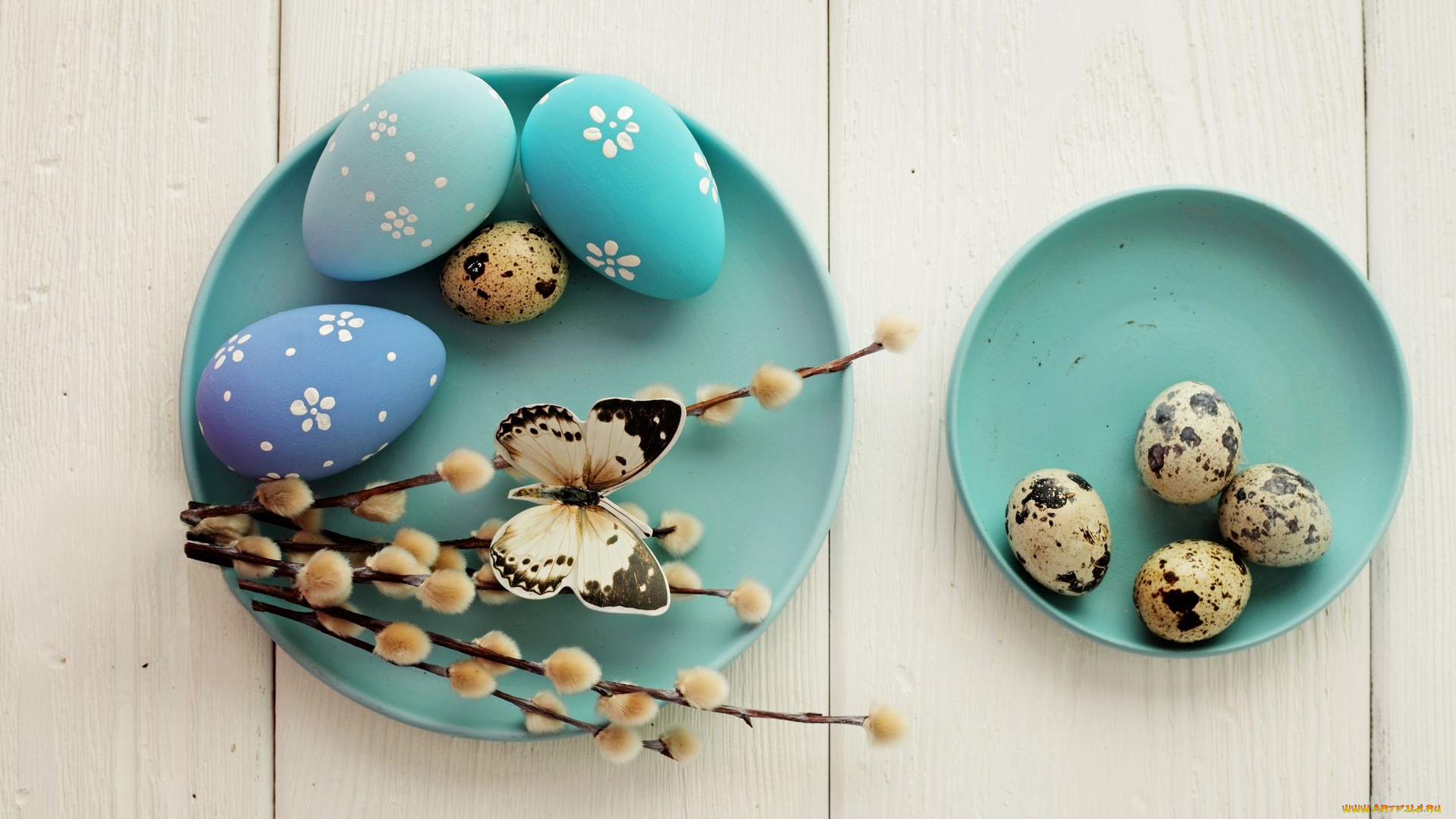 праздничные, пасха, бабочка, яйцо, верба, блюдце