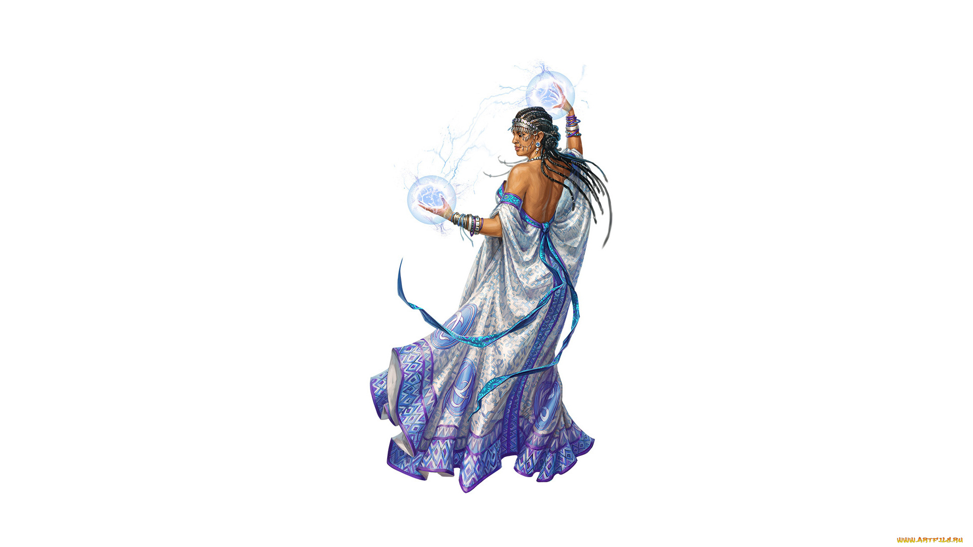 рисованное, комиксы, платье, магия, фон, девушка