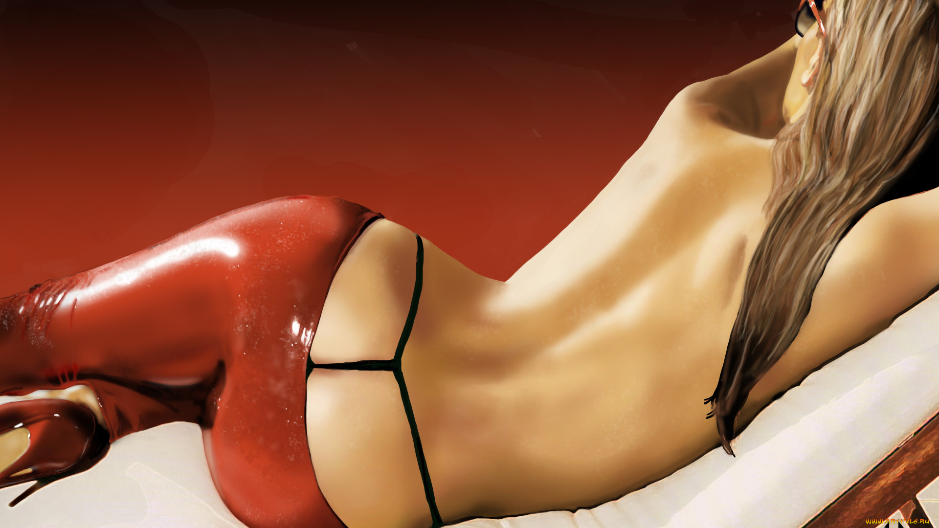 рисованное, люди, фон, девушка