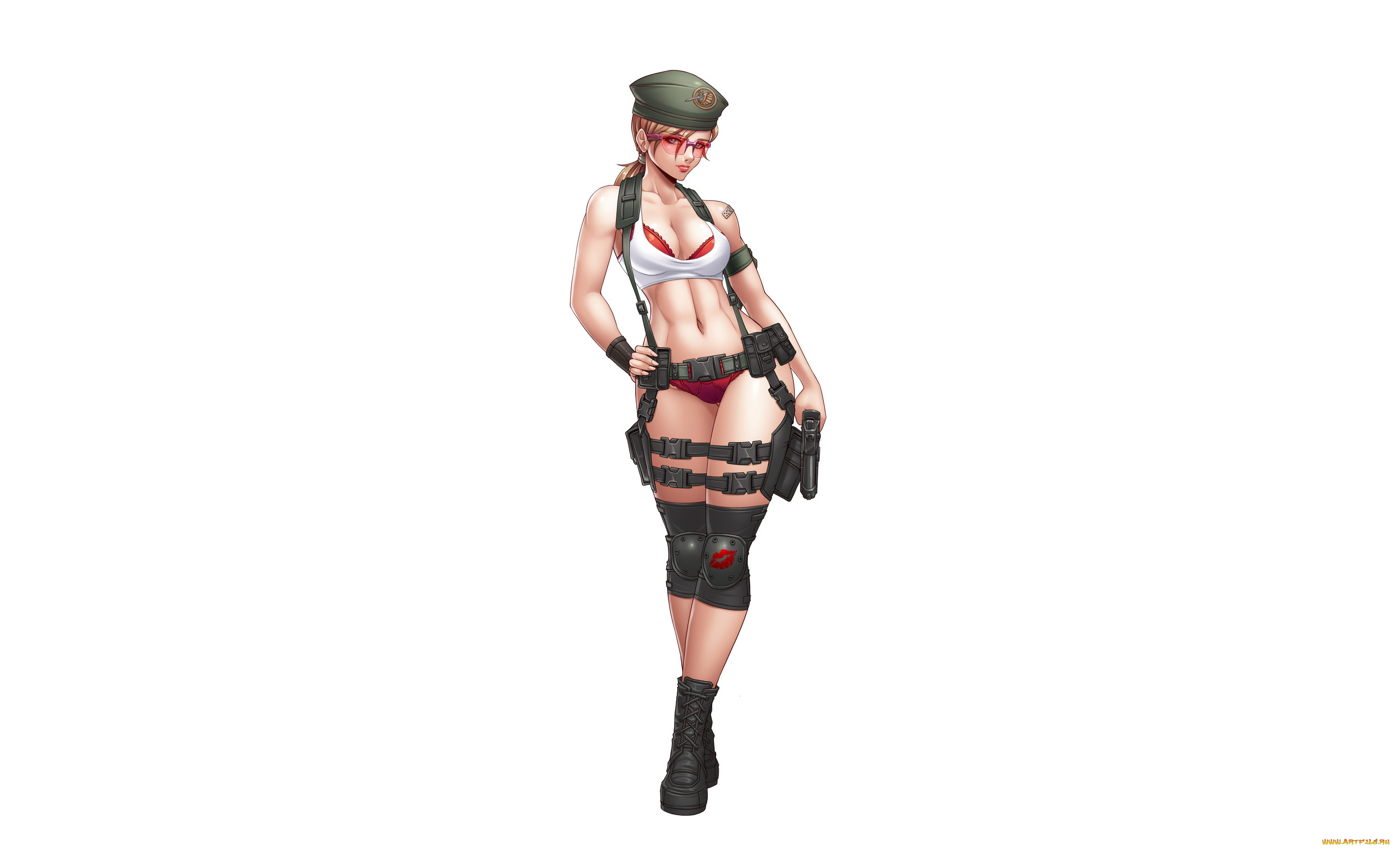 рисованное, люди, униформа, взгляд, фон, девушка