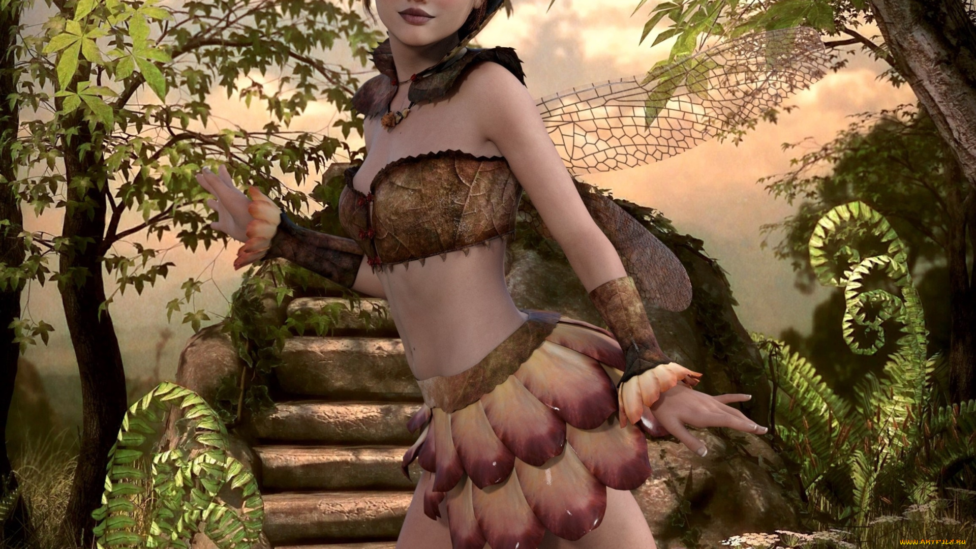 3д, графика, эльфы, , elves, эльфийка, фон, взгляд