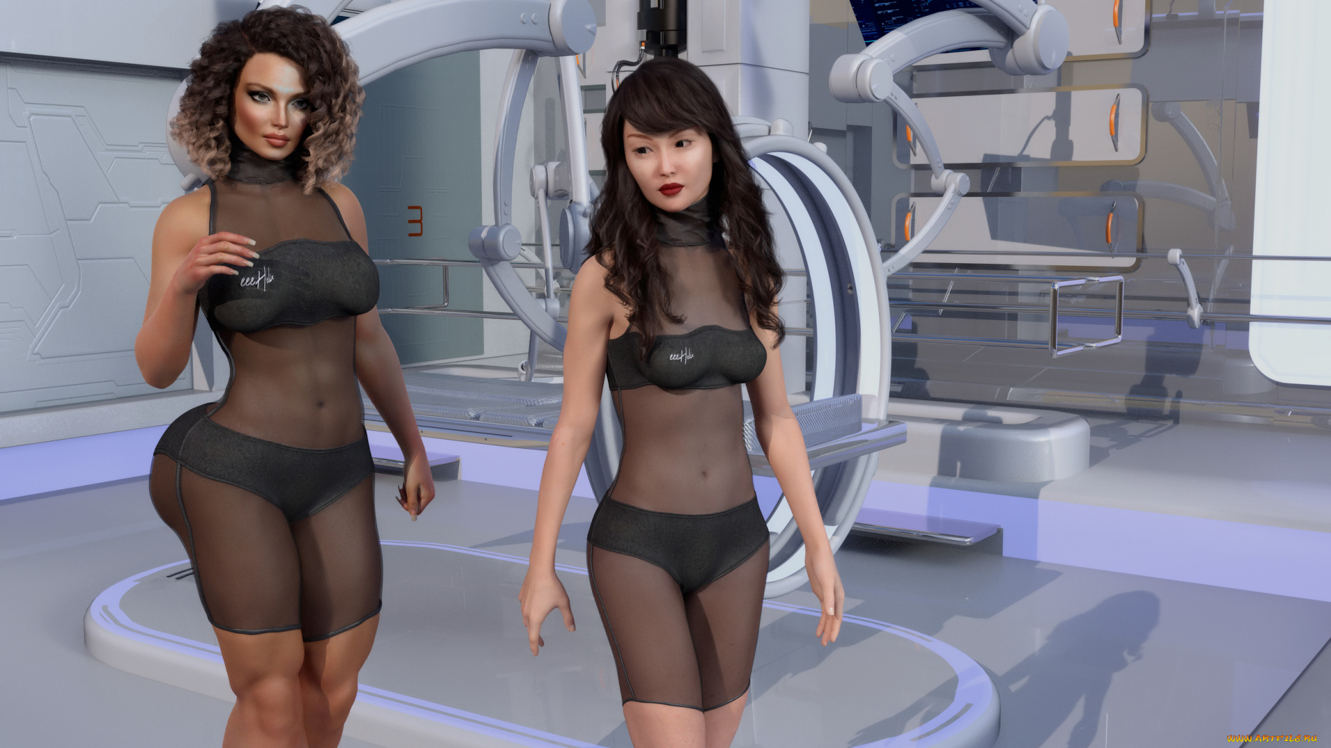 3д, графика, фантазия, , fantasy, девушки, взгляд, фон