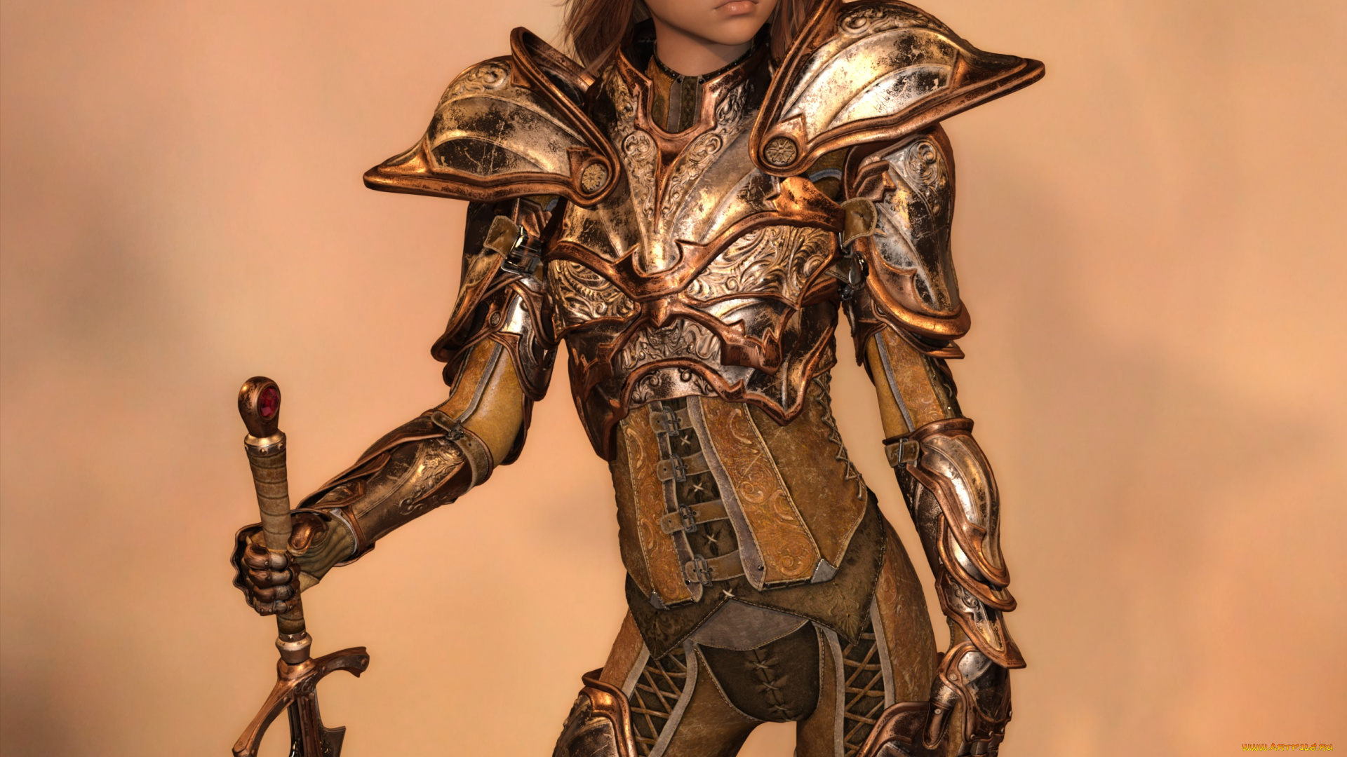 3д, графика, фантазия, , fantasy, фон, взгляд, девушка