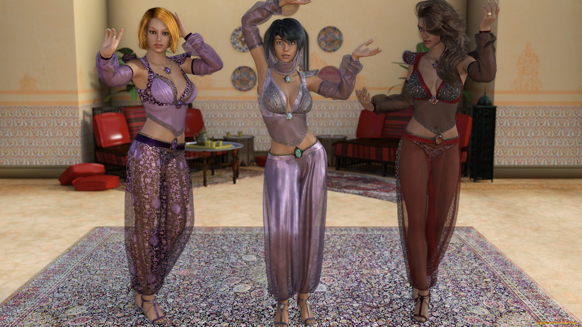 berberia, 3д, графика, фантазия, , fantasy, девушки, взгляд, фон