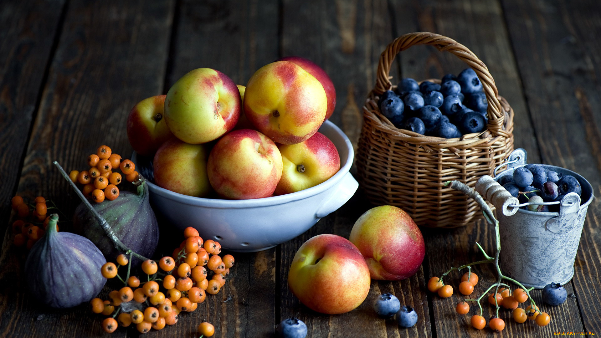 еда, фрукты, , ягоды, нектарин, черника, инжир