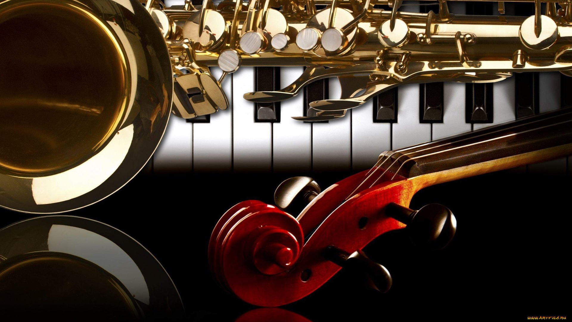 музыка, -музыкальные, инструменты, саксофон, скрипка, клавиши