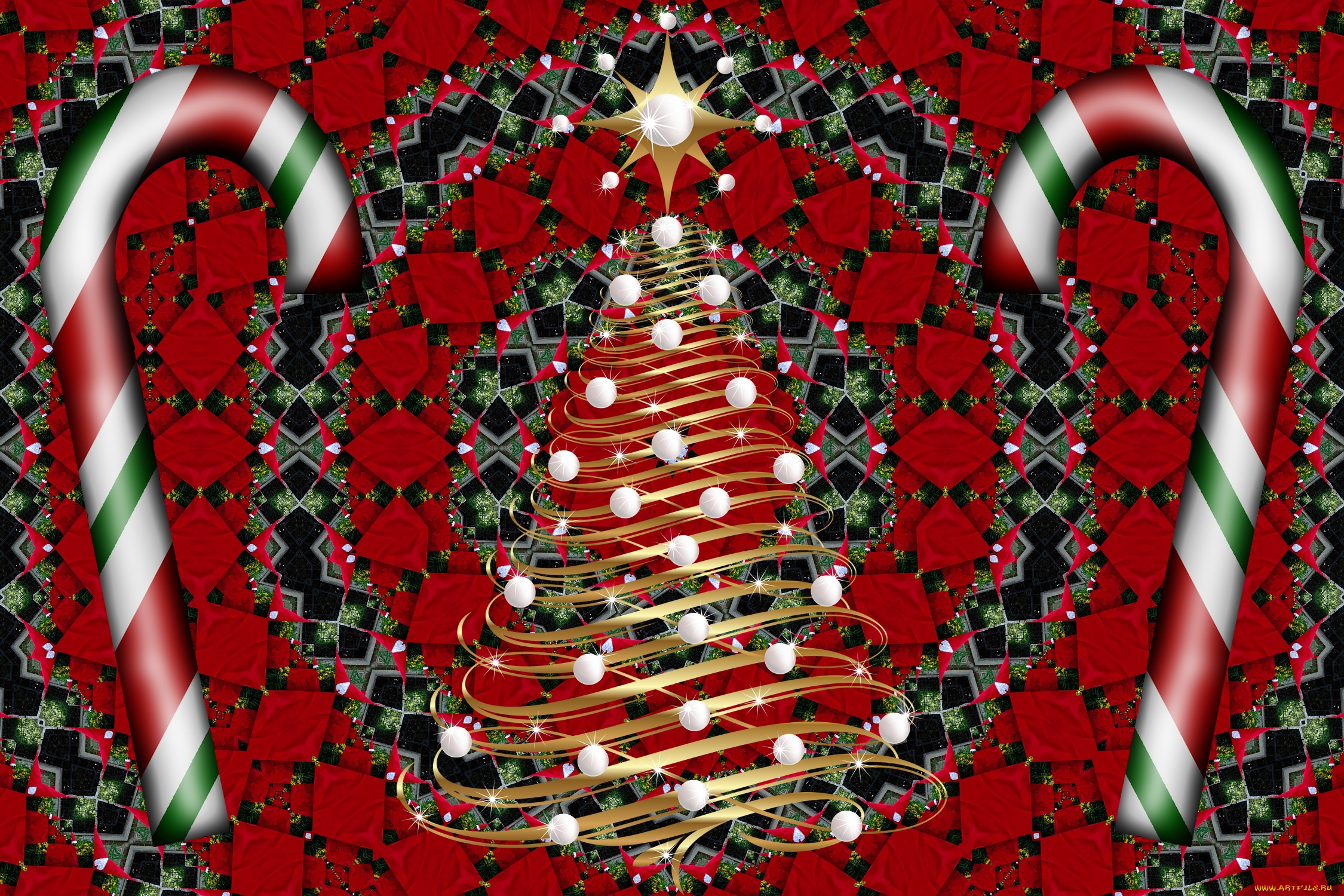 праздничные, 3д, графика, , новый, год, фон, украшения, венок, елка