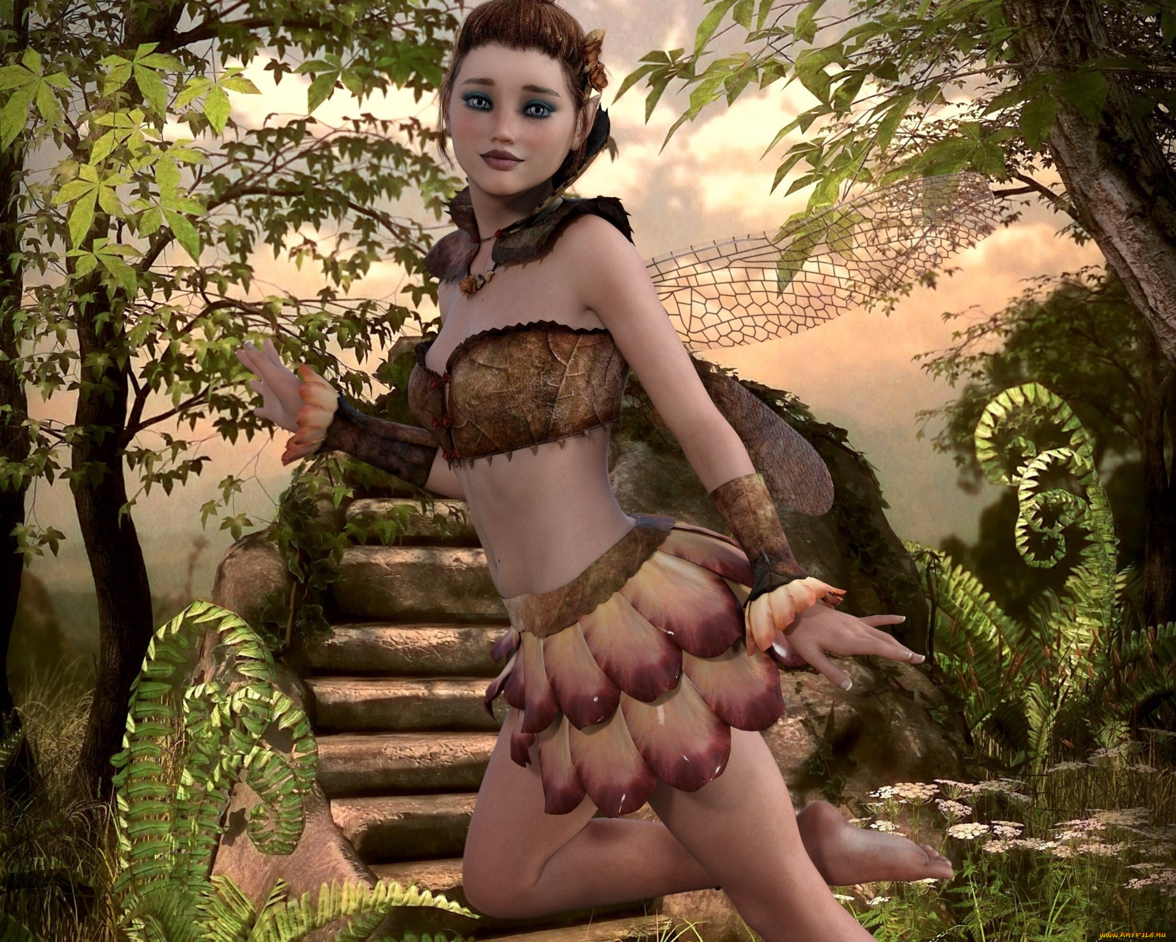 3д, графика, эльфы, , elves, эльфийка, фон, взгляд