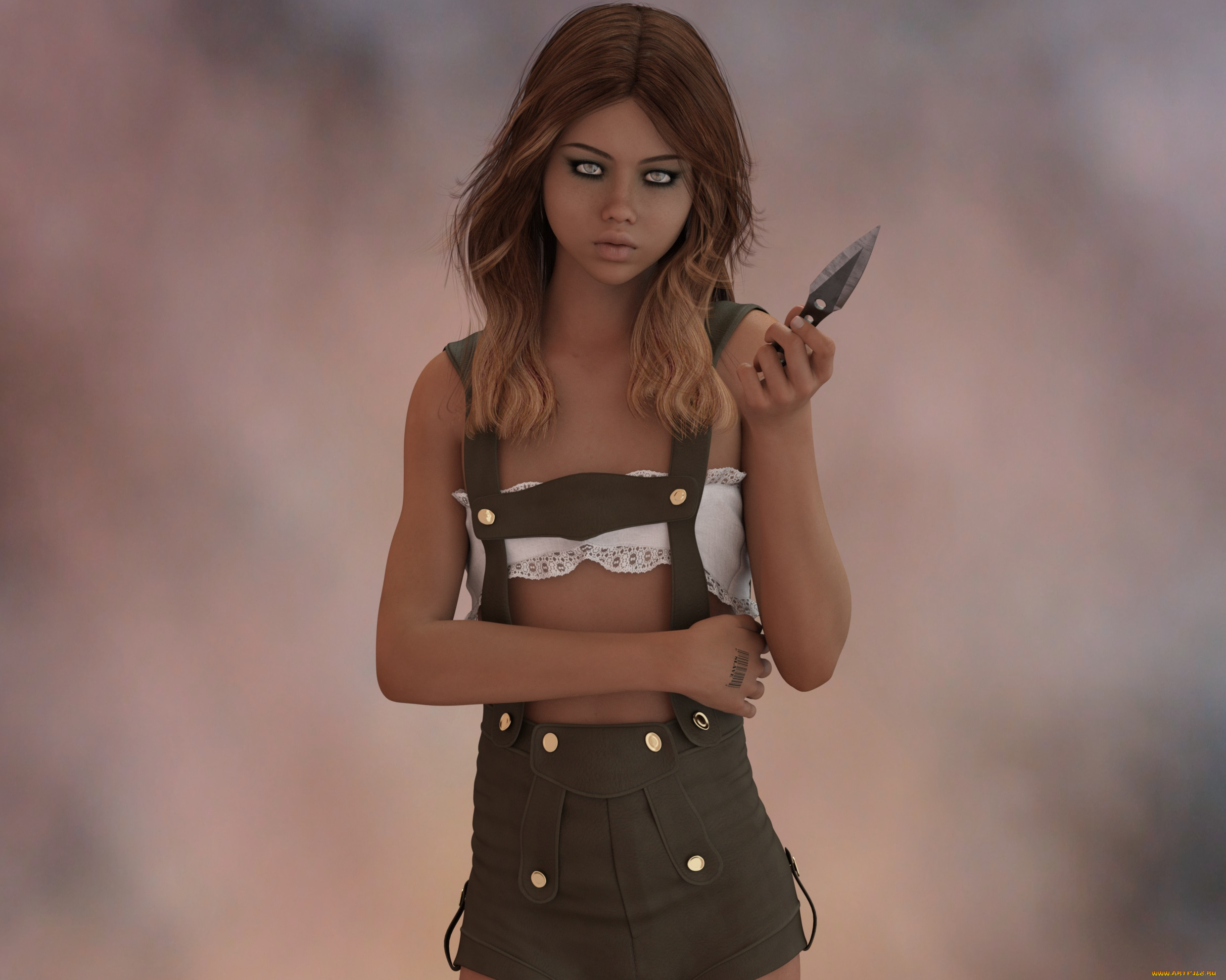 3д, графика, фантазия, , fantasy, девушка, взгляд, фон