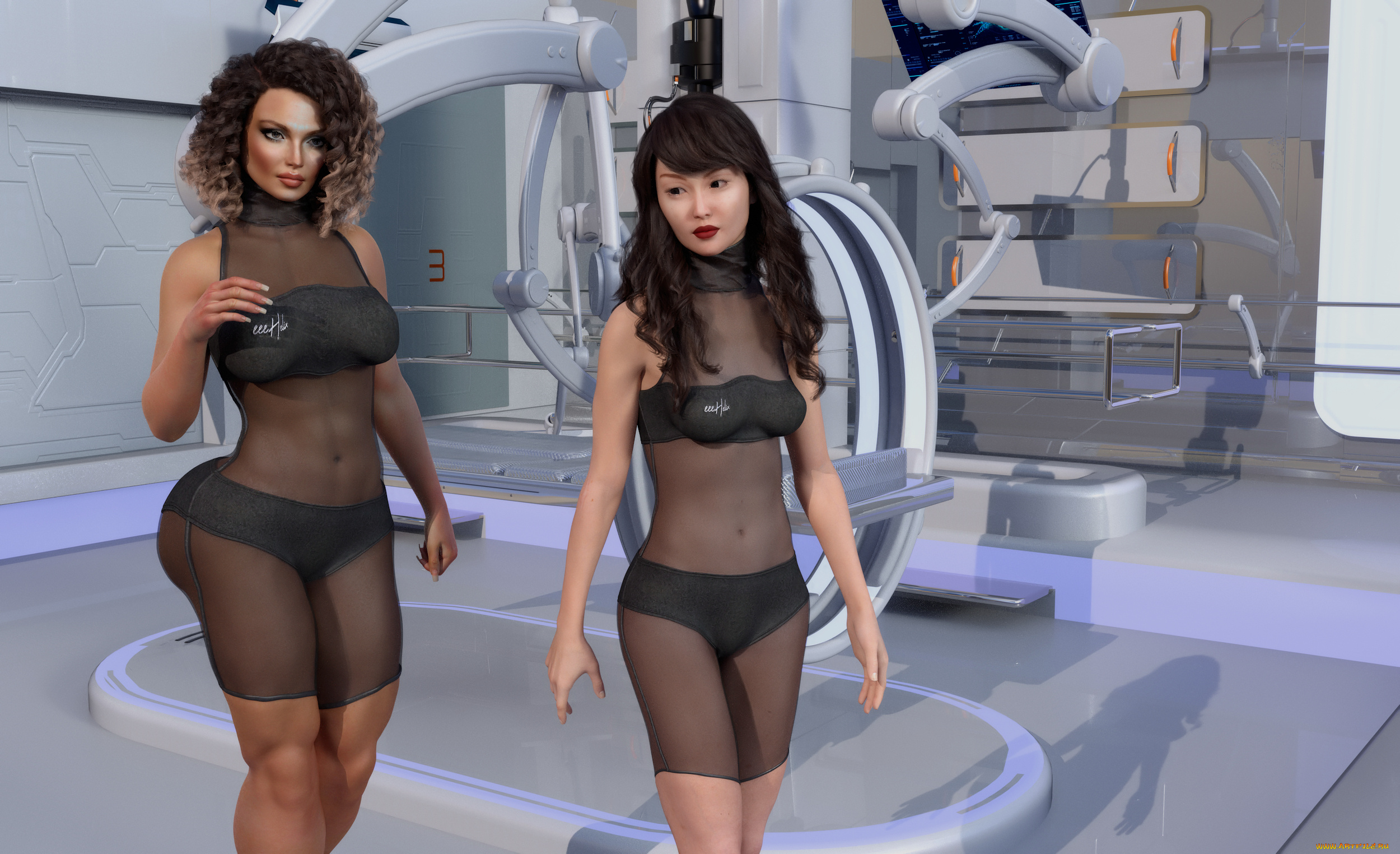 3д, графика, фантазия, , fantasy, девушки, взгляд, фон