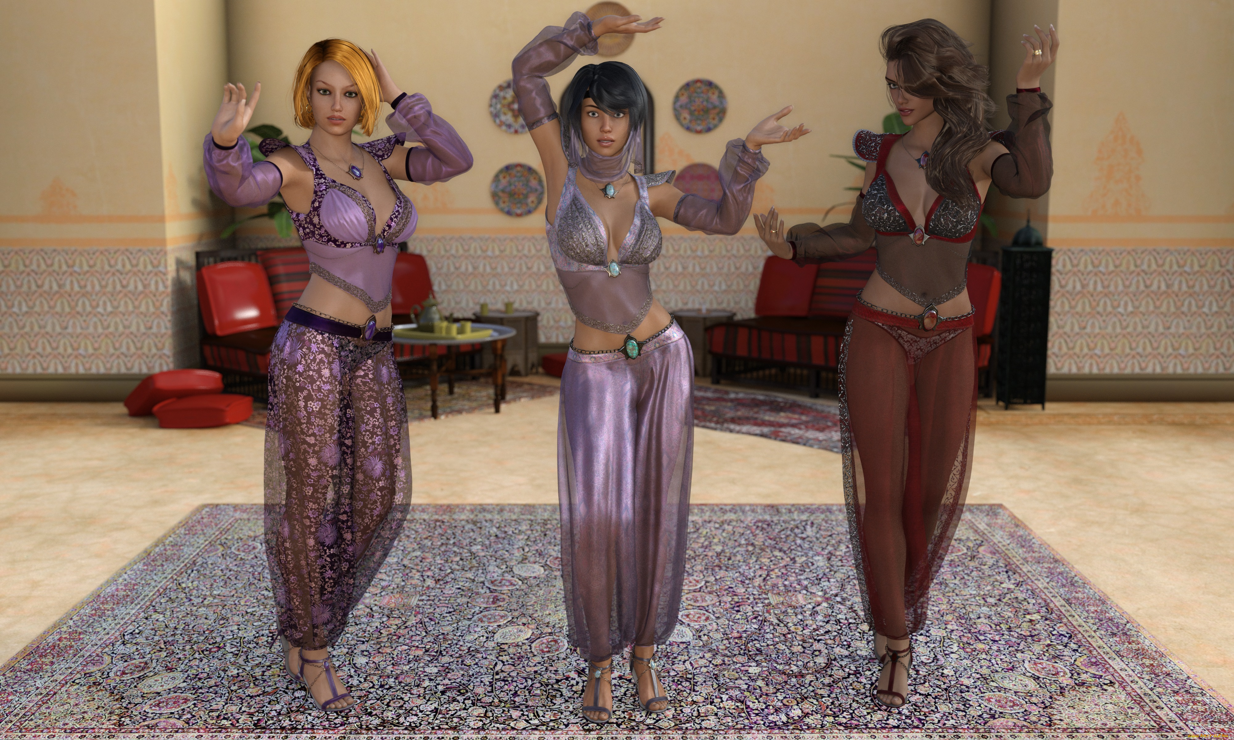 berberia, 3д, графика, фантазия, , fantasy, девушки, взгляд, фон