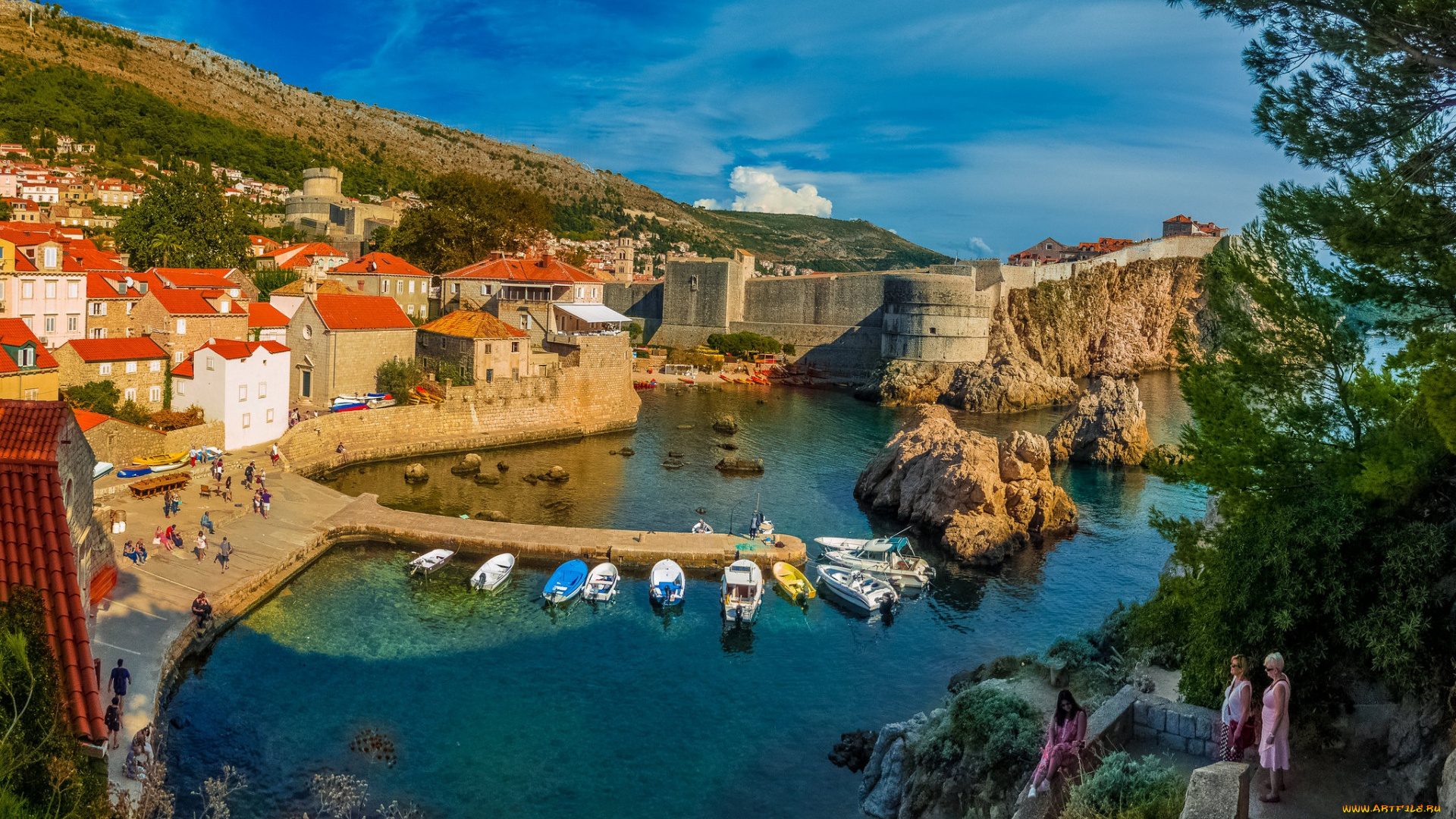 города, дубровник, , хорватия, панорама