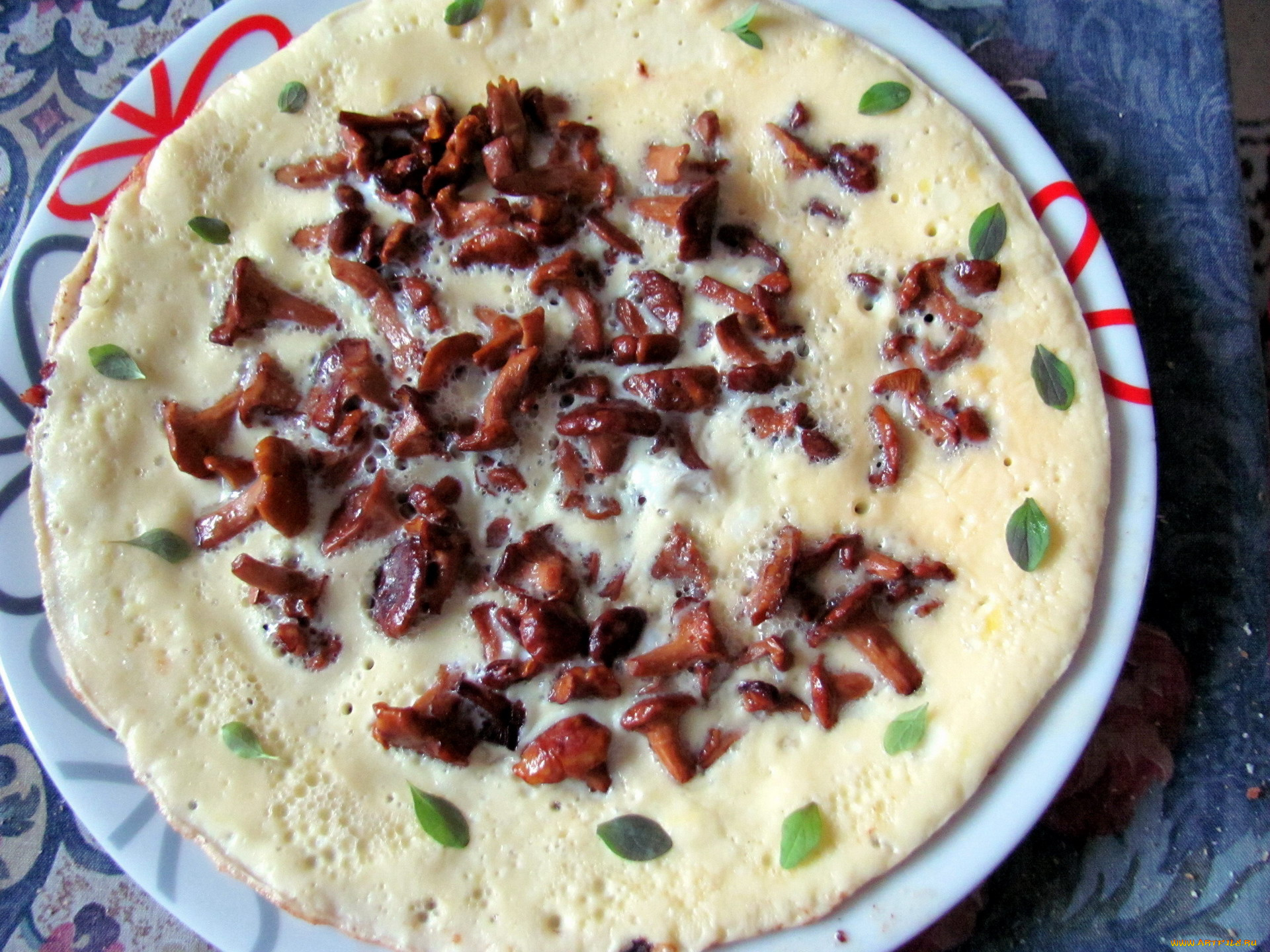 еда, яичные, блюда, омлет, лисички