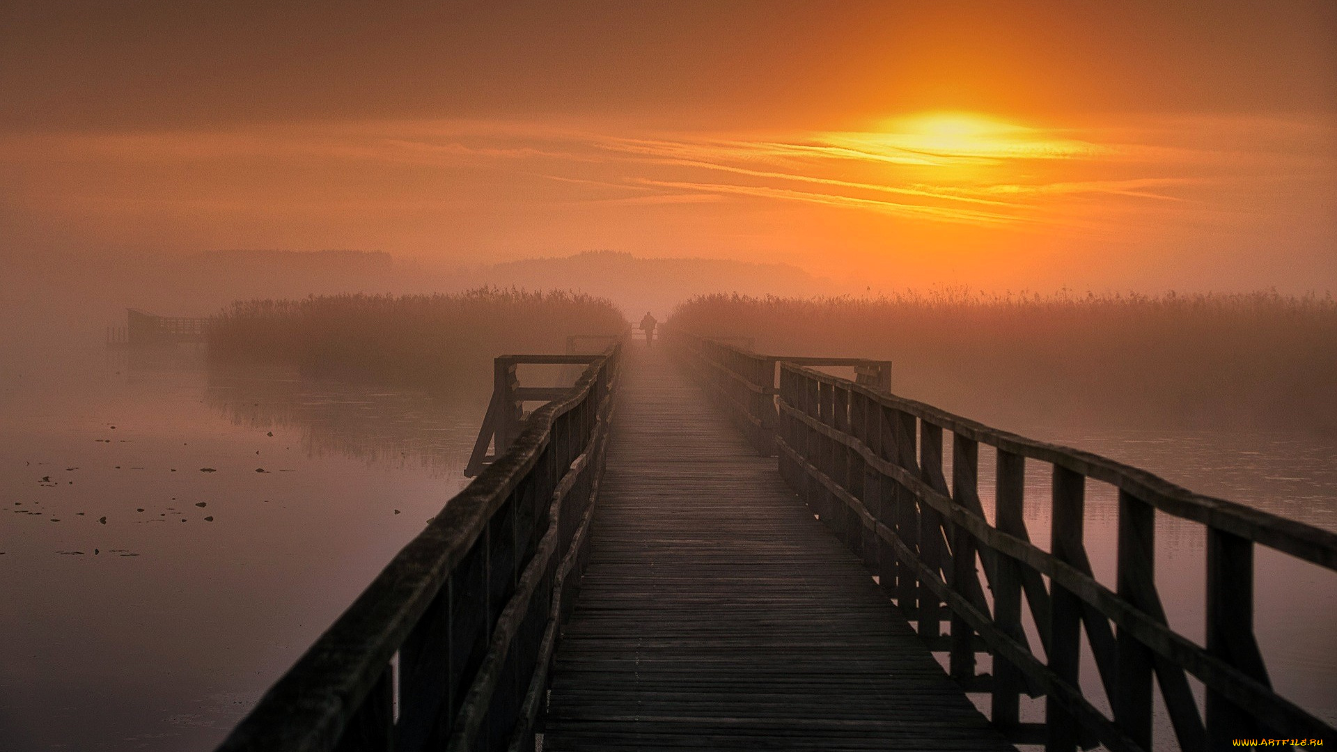 города, -, мосты, мост, туман, остров, река