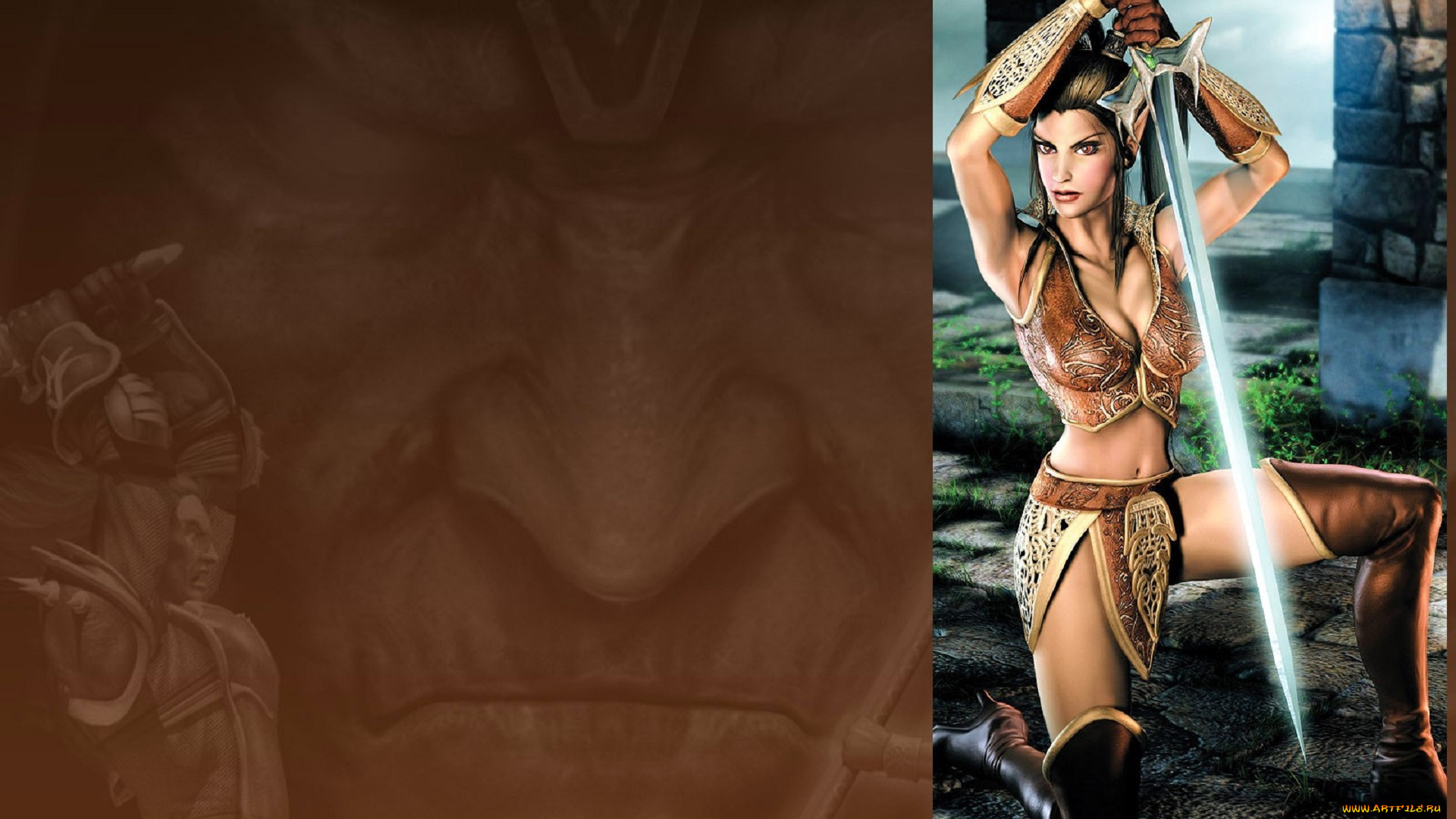 видео, игры, champions, , return, to, arms, девушка, эльфийка, меч, замок