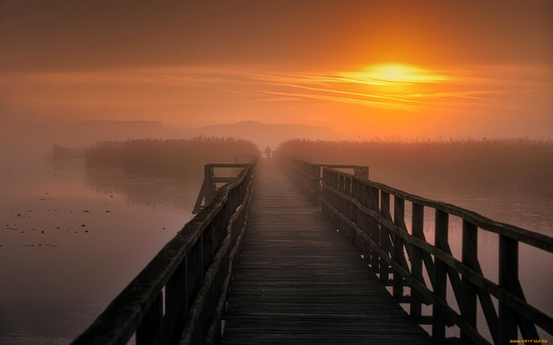 города, -, мосты, мост, туман, остров, река