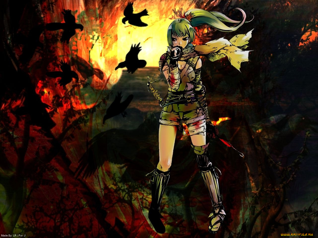 аниме, weapon, blood, technology