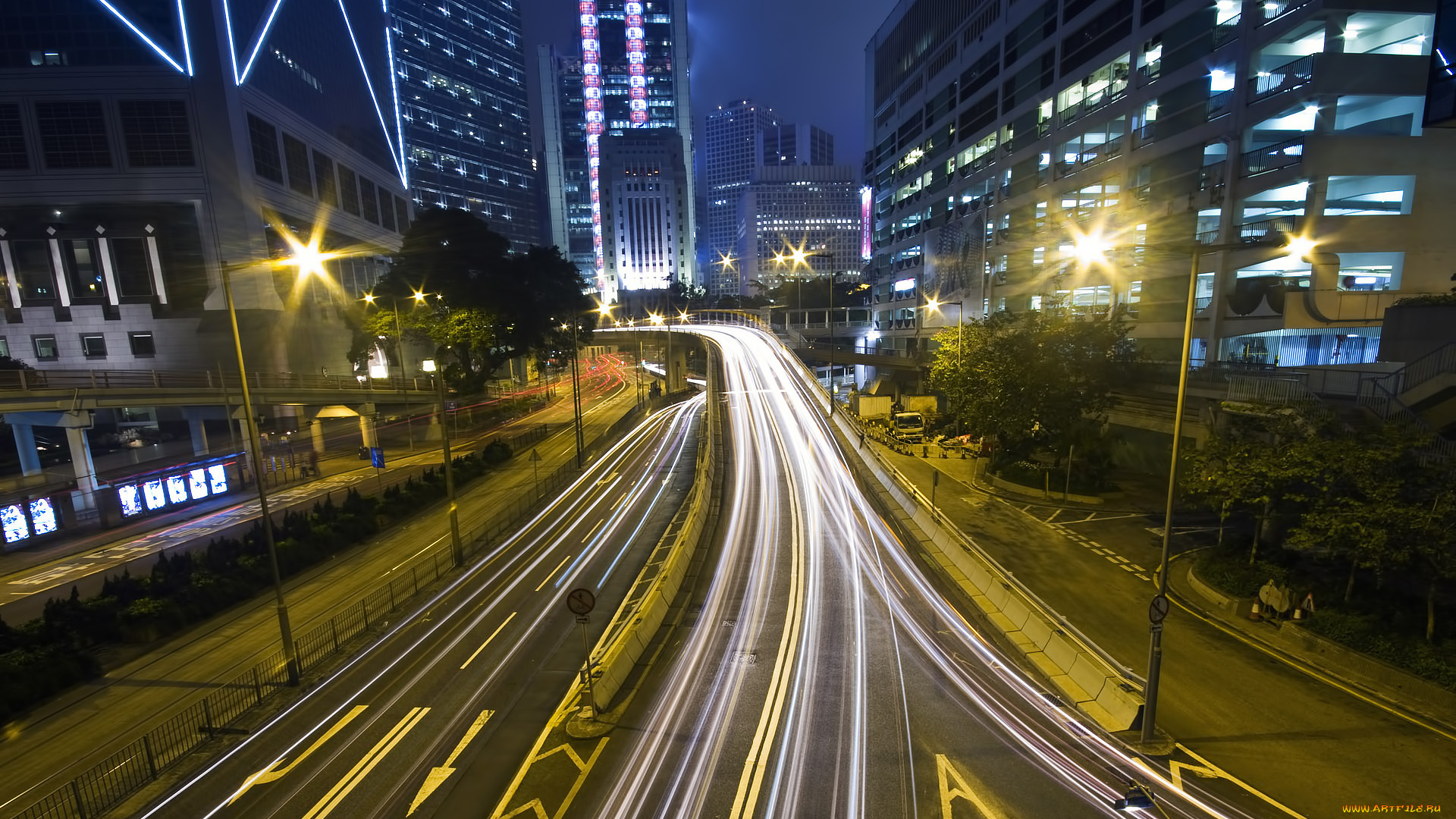 города, огни, ночного