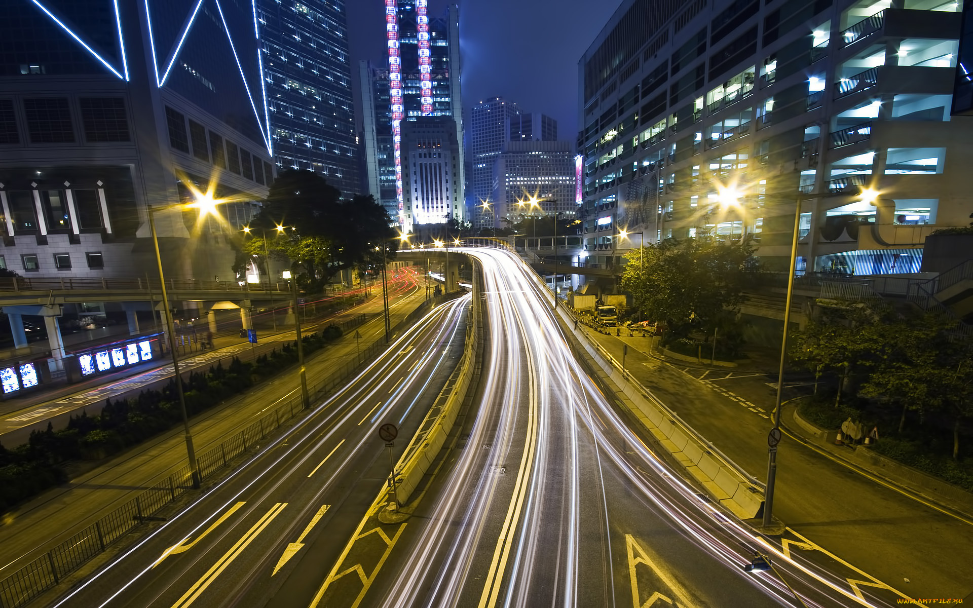 города, огни, ночного