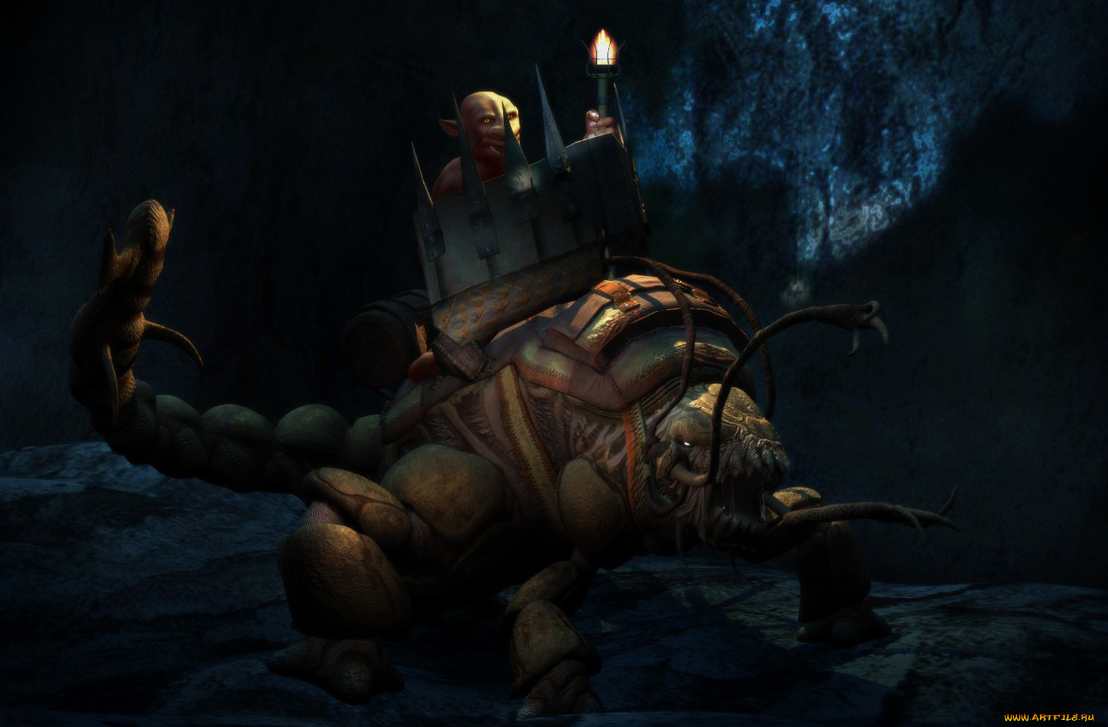 3д, графика, fantasy, фантазия, существа, мрак, факел