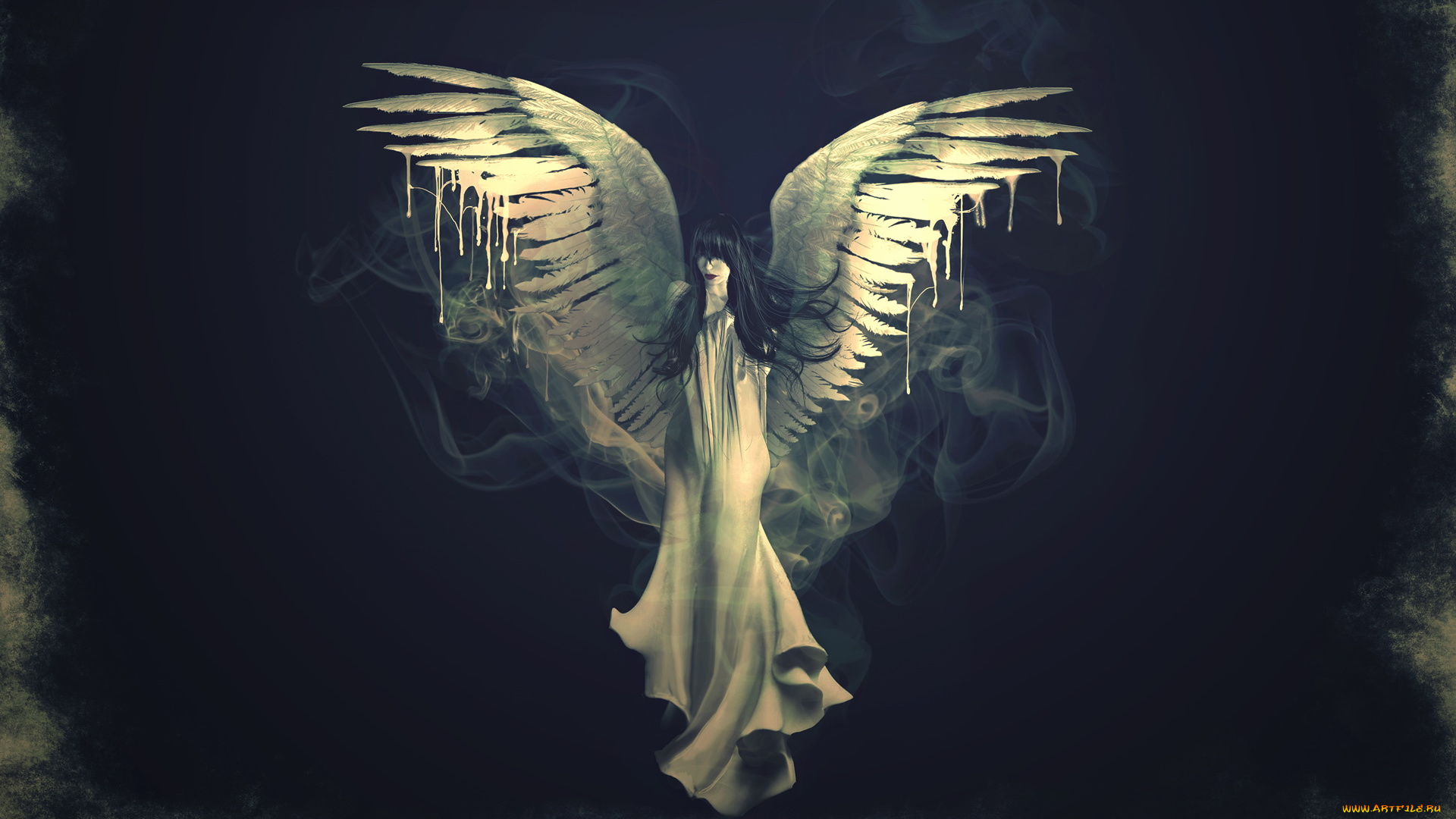 фэнтези, ангелы, девушка, тёмный