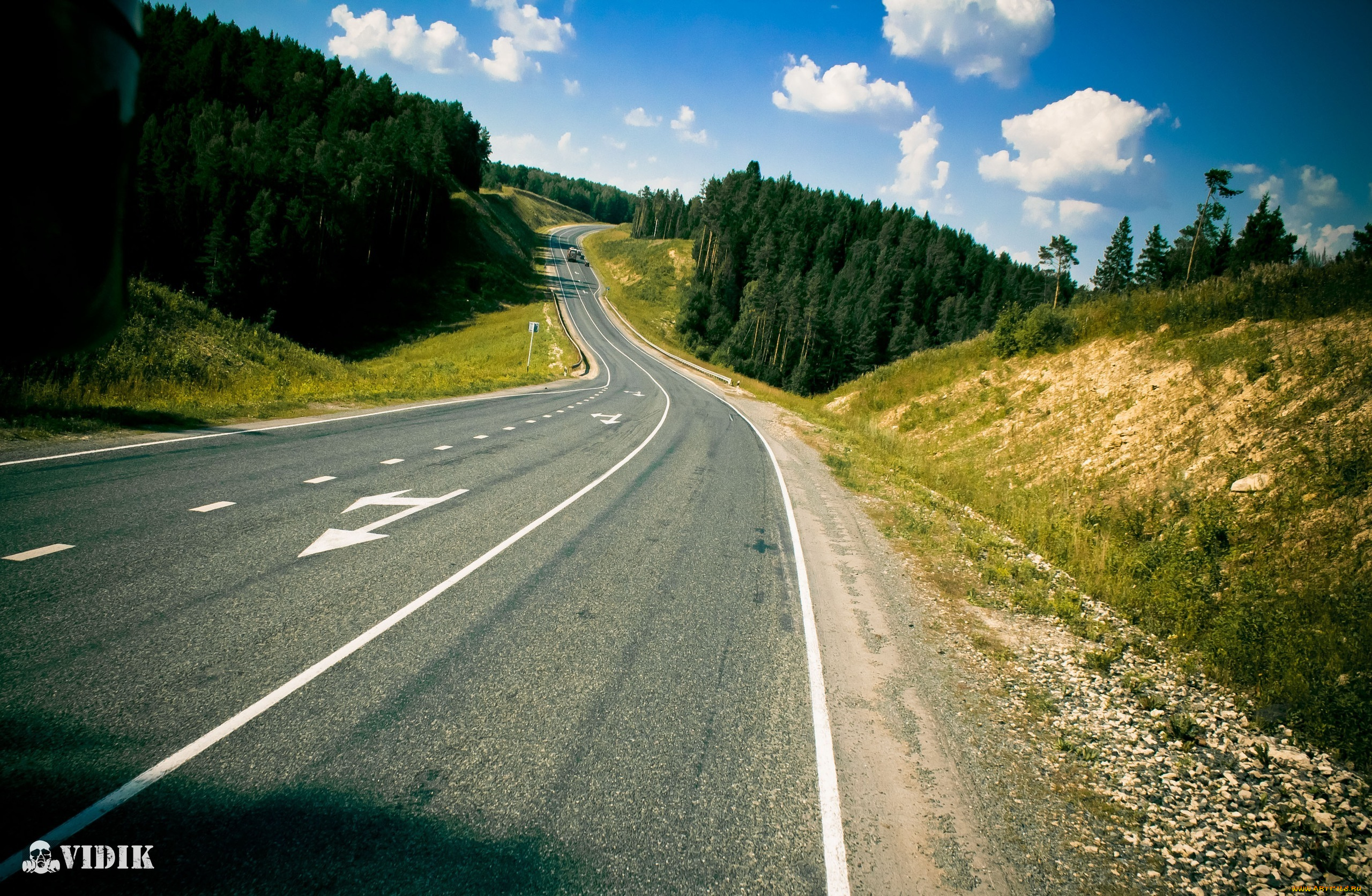 природа, дороги, деревья